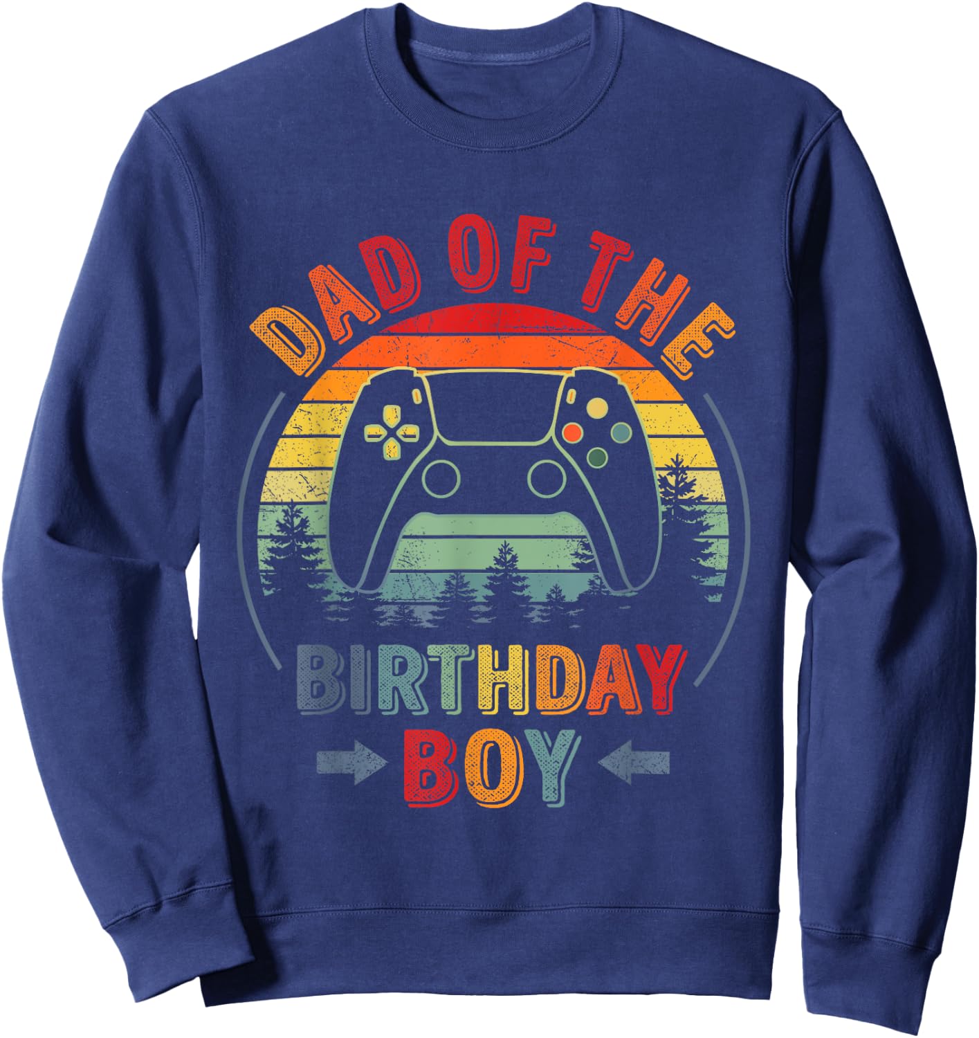 Dad of the Birthday Boy Vintage Matching Gamer Birthday Sweatshirt - Sweatshirt | Navy