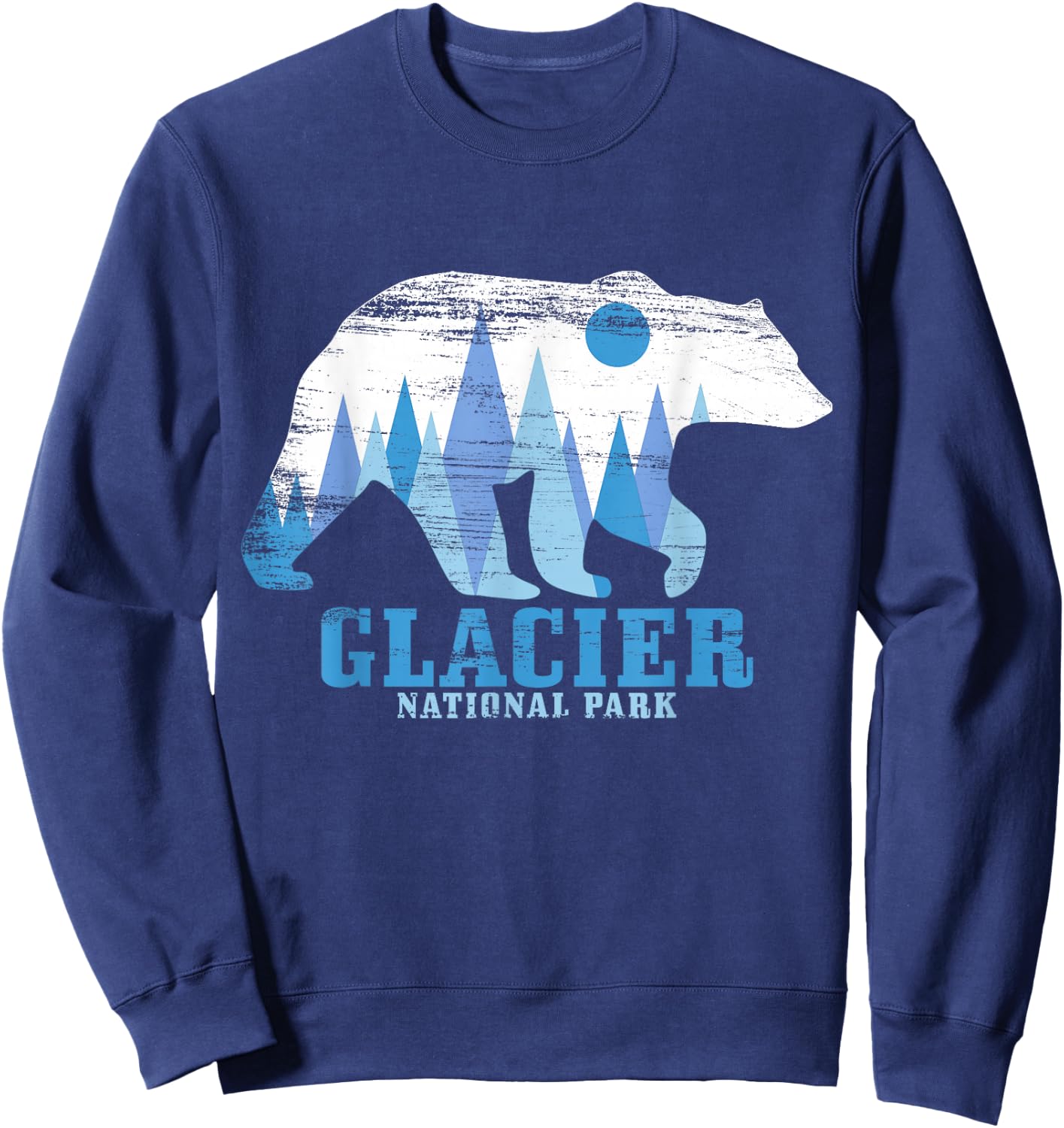 Glacier National Park Bear Vintage Hiking Nature Lover Sweatshirt - Sweatshirt | Navy