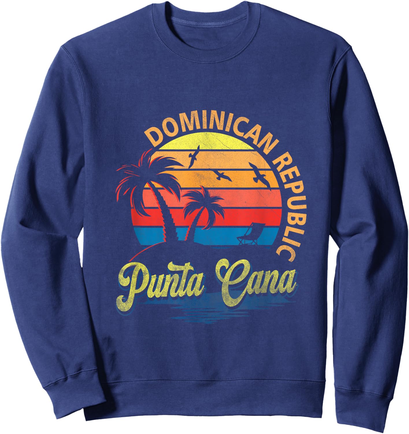 Sunset Punta Cana Beach Souvenir Dominican Republic Retro Sweatshirt - Sweatshirt | Navy