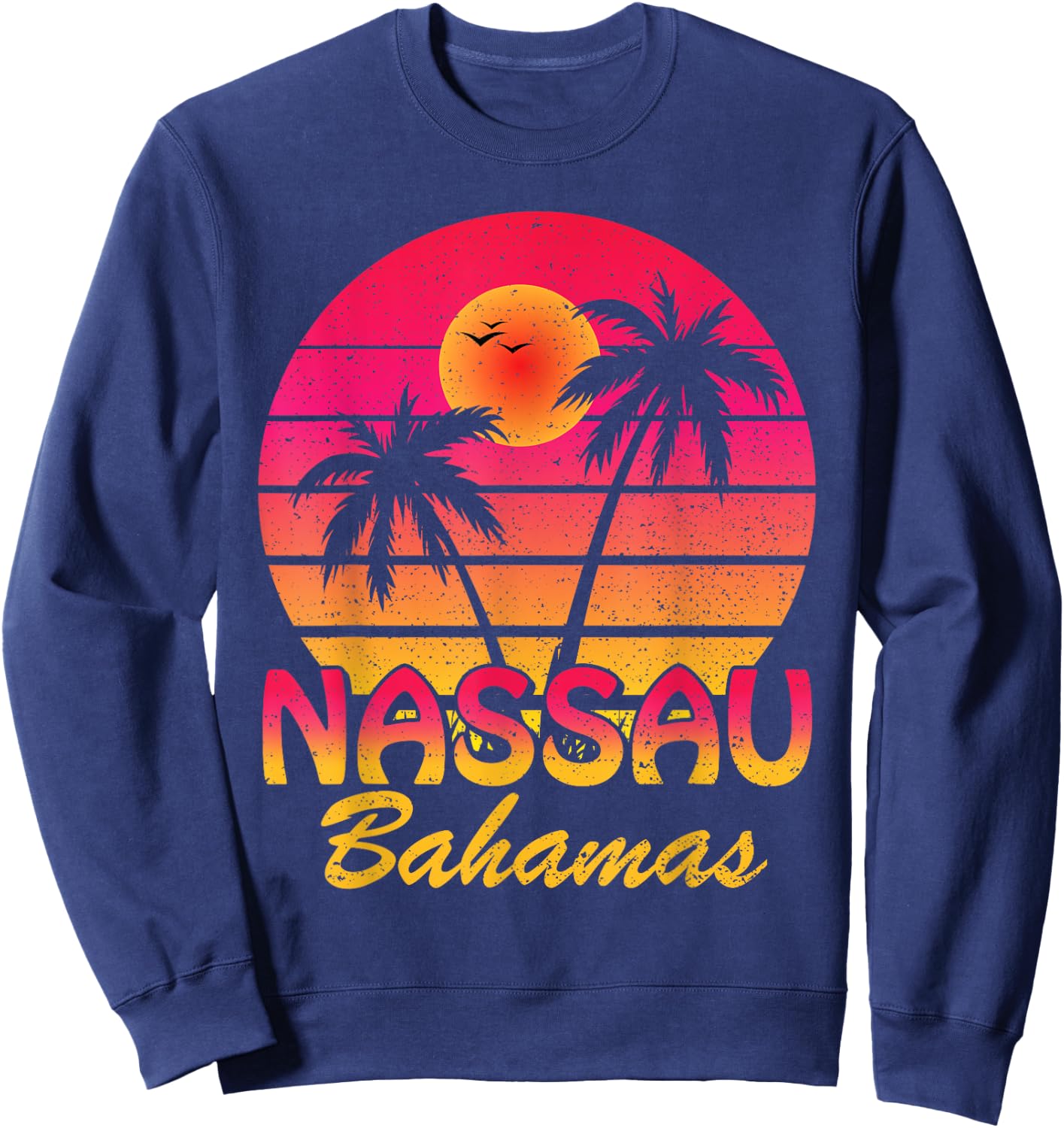Nassau Bahamas Beach Retro Summer Vibes Family Vacation Sweatshirt - Sweatshirt | Navy
