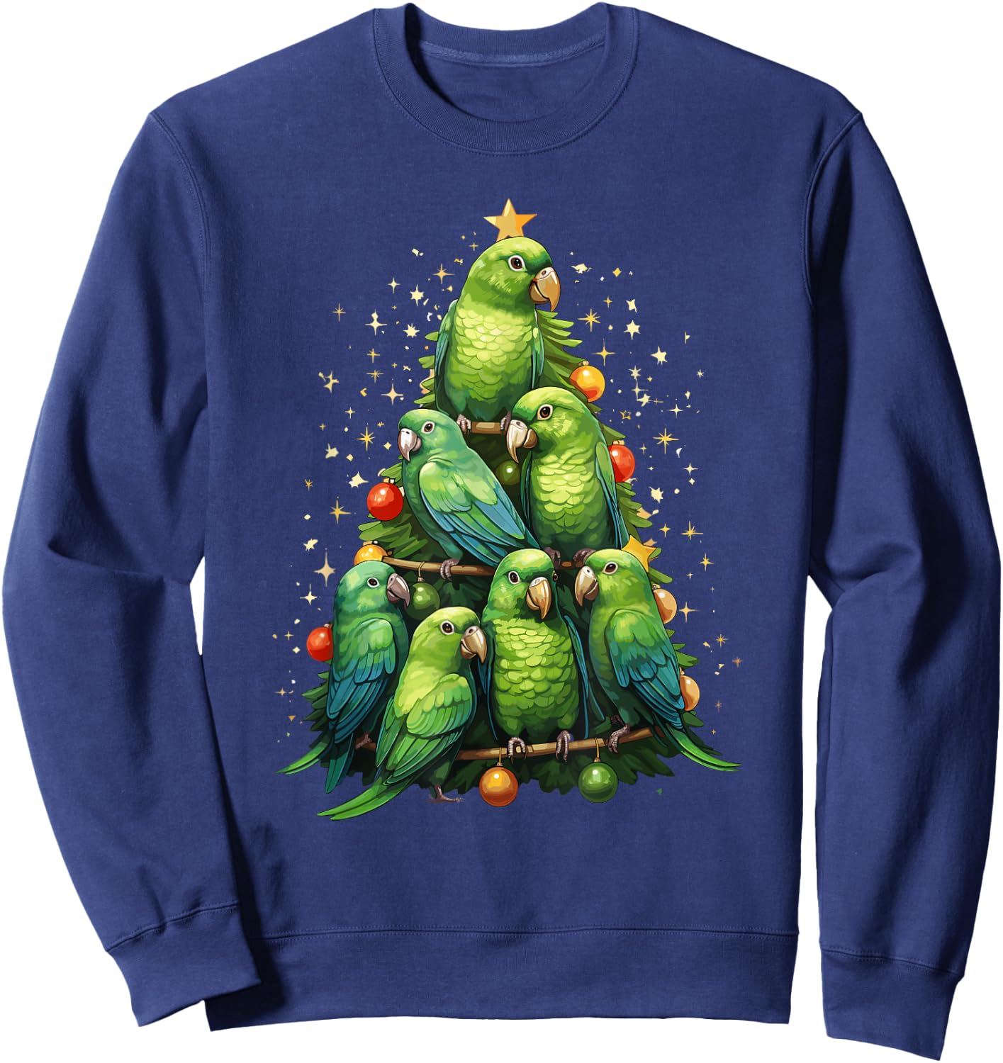 Green Cheek Conure Christmas Tree Ornament Parrot Bird Sweatshirt - Sweatshirt | Navy