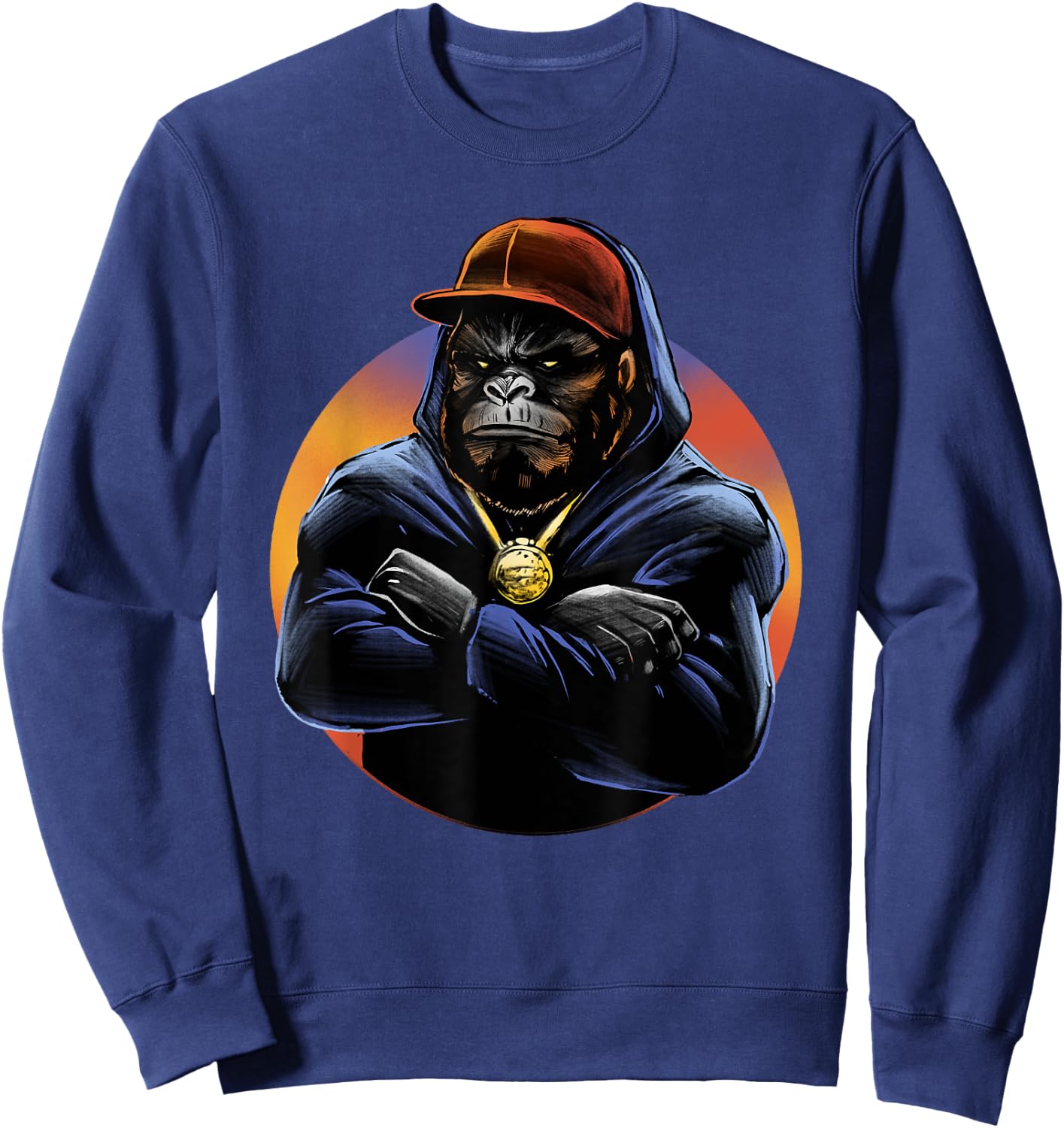 Hip Hop Orangutan street life Monkey Graphic Sweatshirt - Sweatshirt | Navy