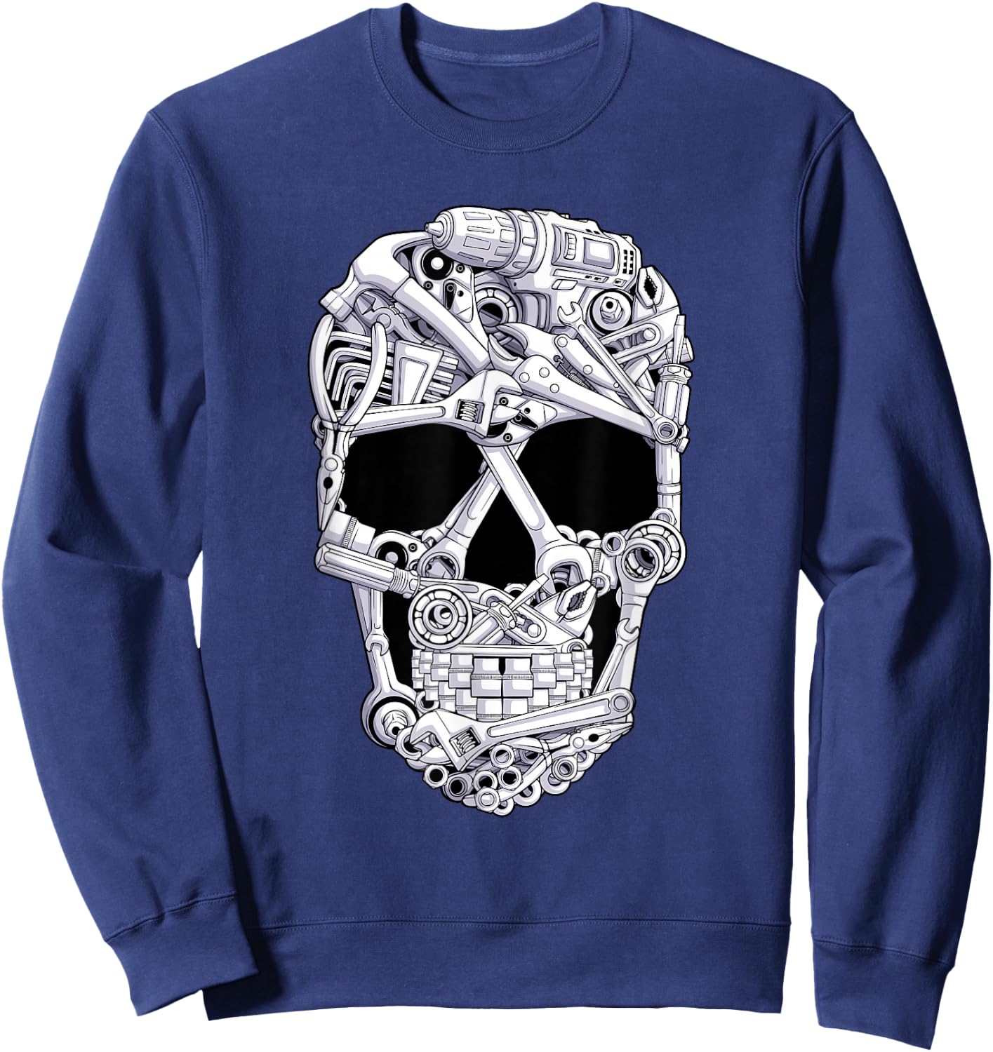 car Mechanic Tools Skull Garage Halloween Costume Skeleton Sweatshirt - Sweatshirt | Navy