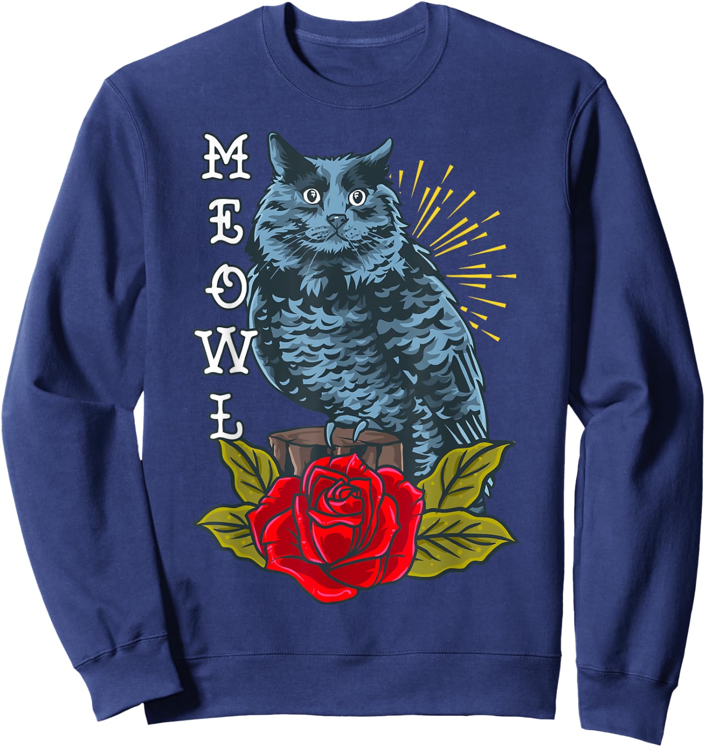 Meowl Cat and Owl Aesthetic Hybrid Animal Women Girls Kids Sweatshirt - Sweatshirt | Navy