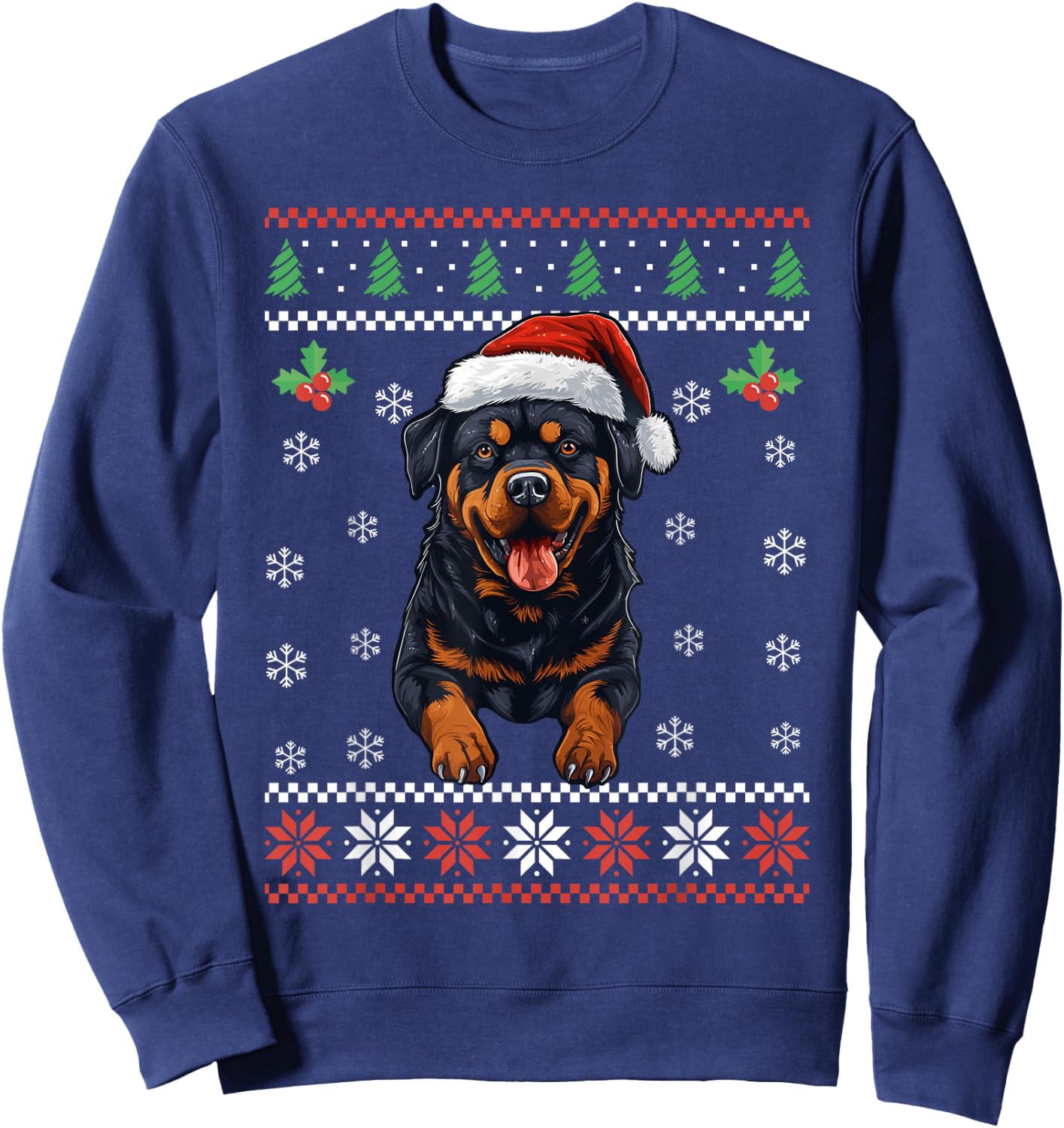 Rottweiler Dog Ugly Christmas Sweater Xmas For Adults Kids Sweatshirt - Sweatshirt | Navy