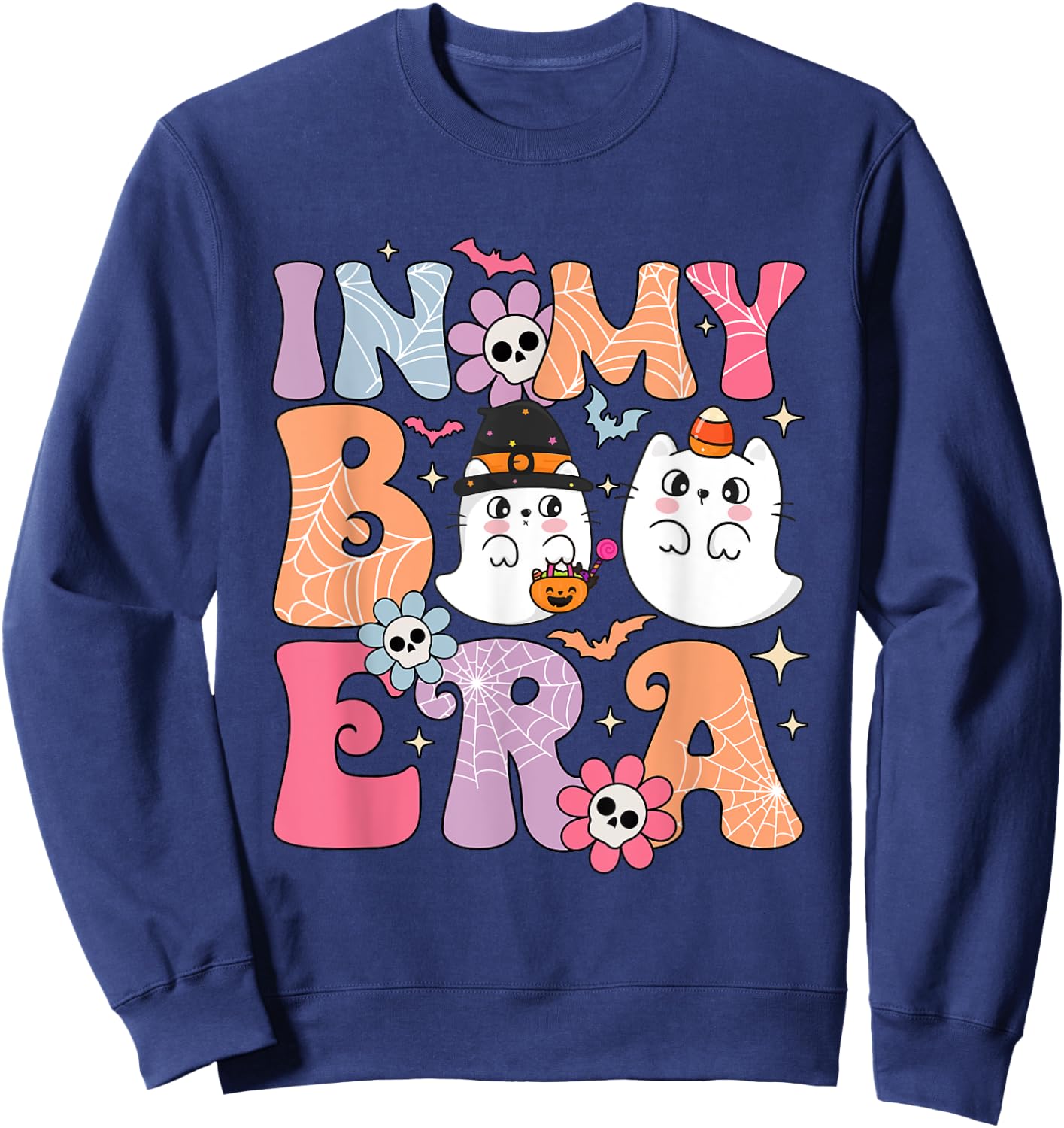 In My Boo Era Retro Cute Little Ghost Boo Halloween Costume Sweatshirt - Sweatshirt | Navy