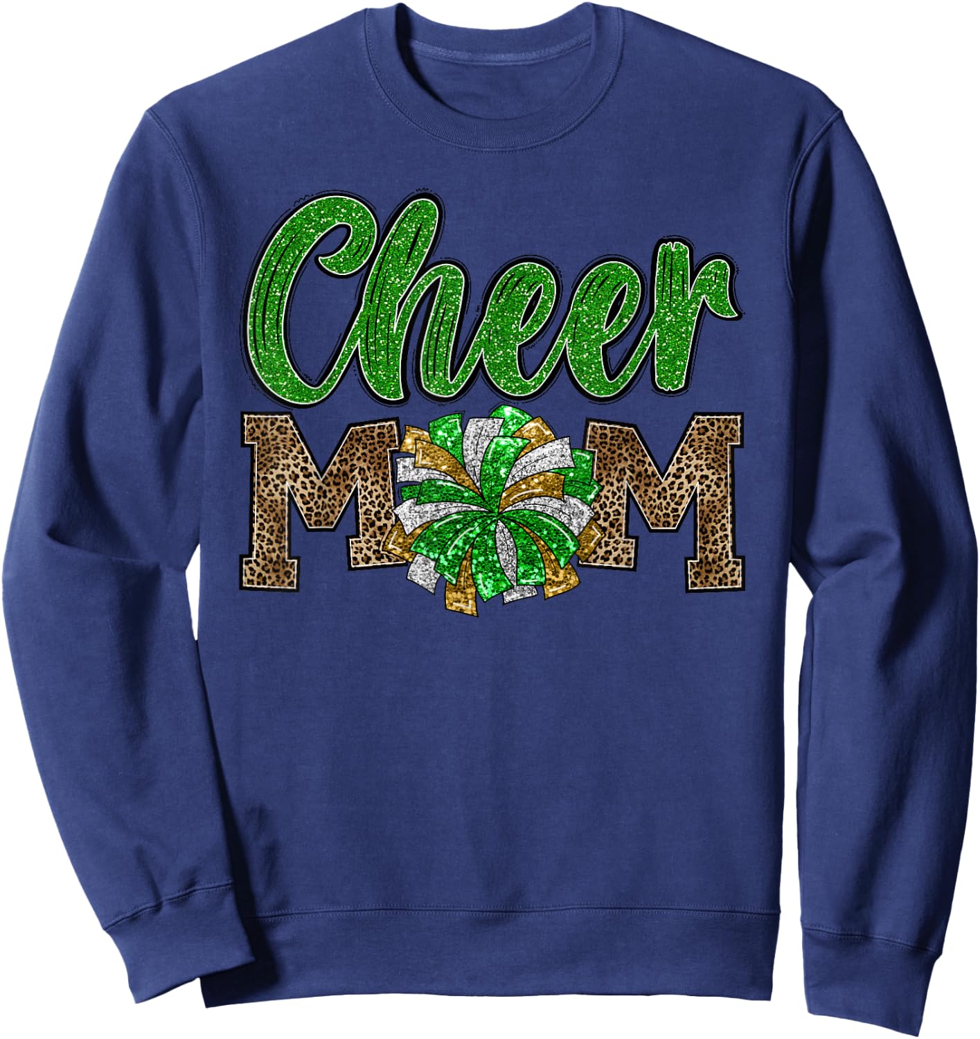 Cheer Mom Leopard Proud Cheerleader Mother Cute Team Mom Sweatshirt - Sweatshirt | Navy