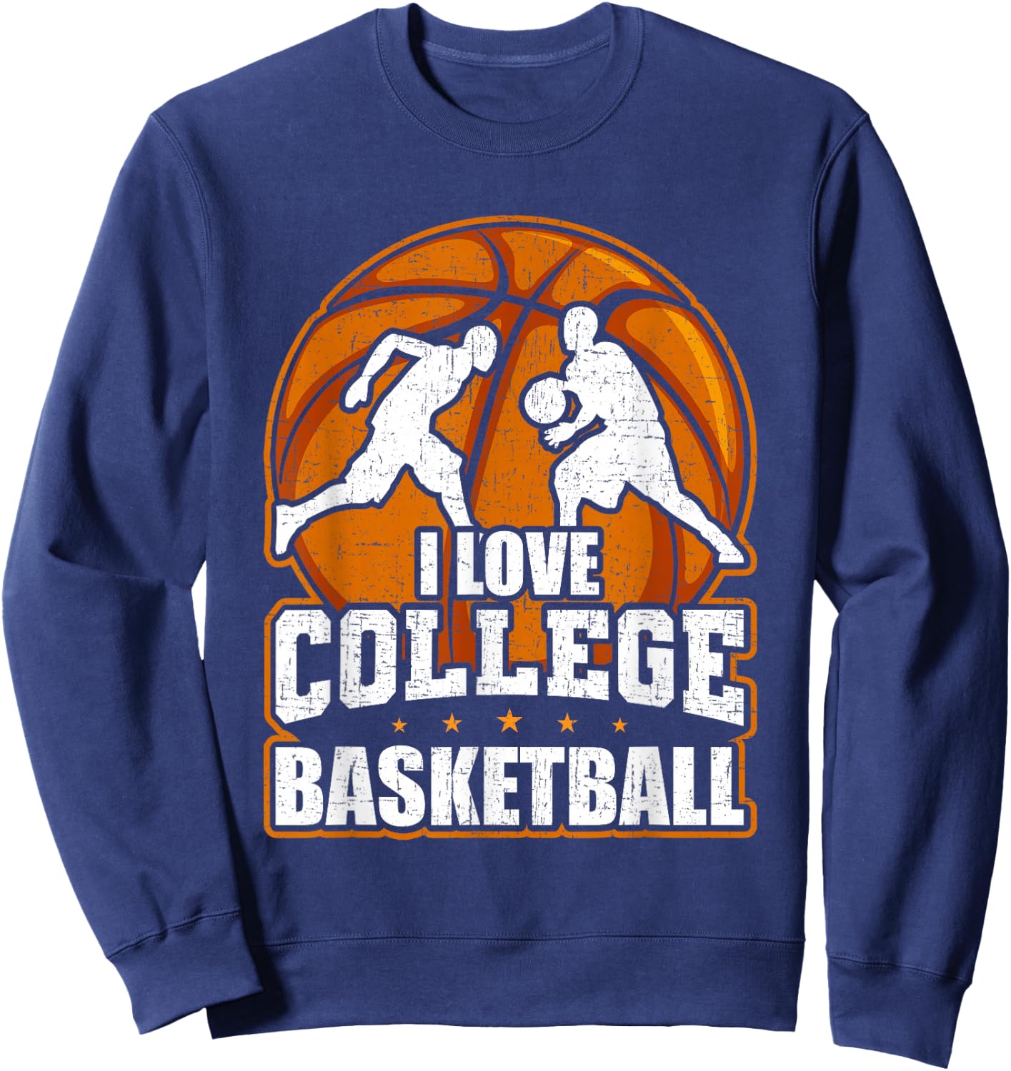 I Love College Basketball Player Sweatshirt - Sweatshirt | Navy