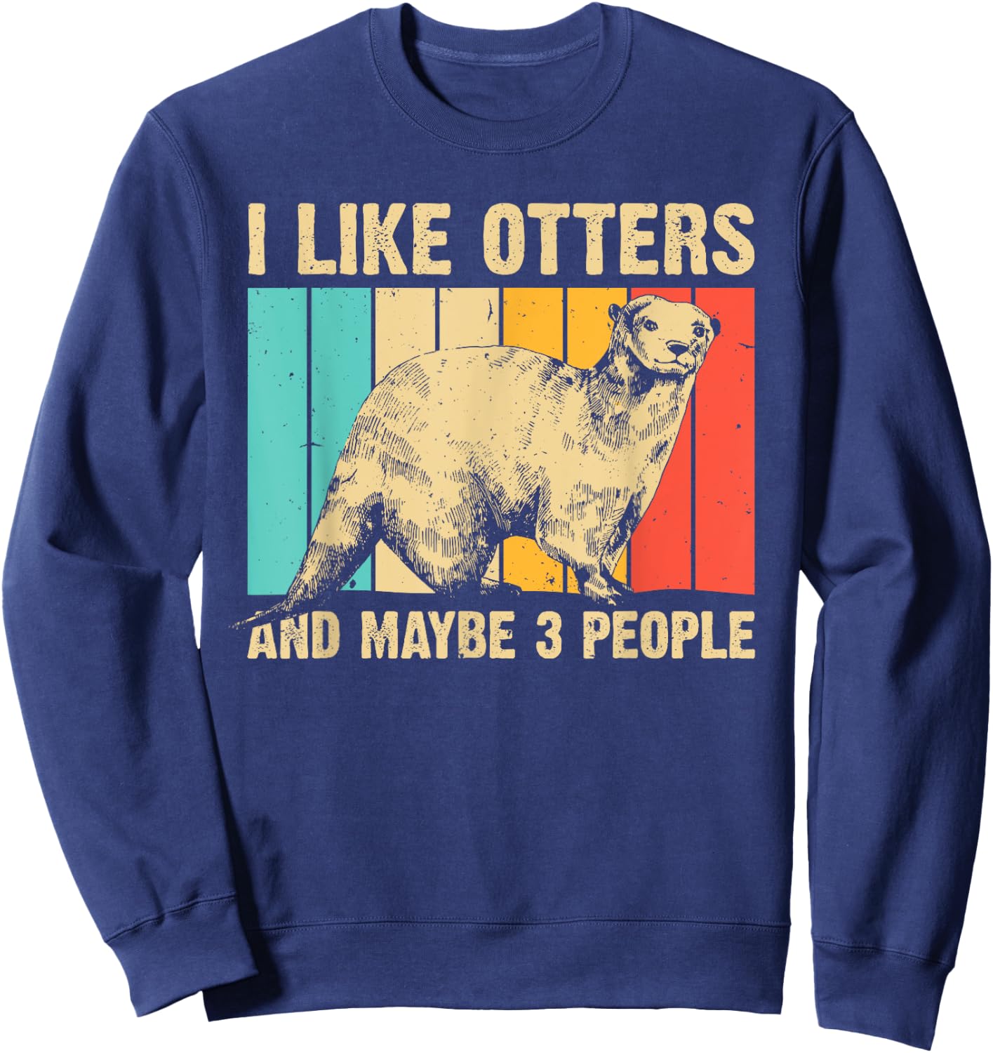 Cool Otter Design Women Kids Vintage Sea Otter Lover Sweatshirt - Sweatshirt | Navy