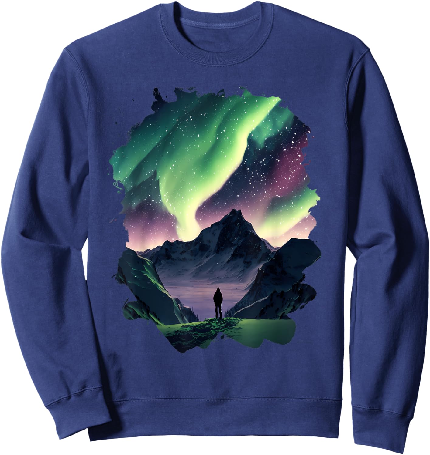 Aurora Borealis over the mountains Natural wonder in colors Sweatshirt - Sweatshirt | Navy