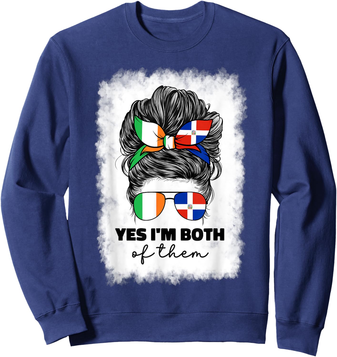 Half Dominican Republic And Irish Ireland Flag Girl Women Sweatshirt - Sweatshirt | Navy
