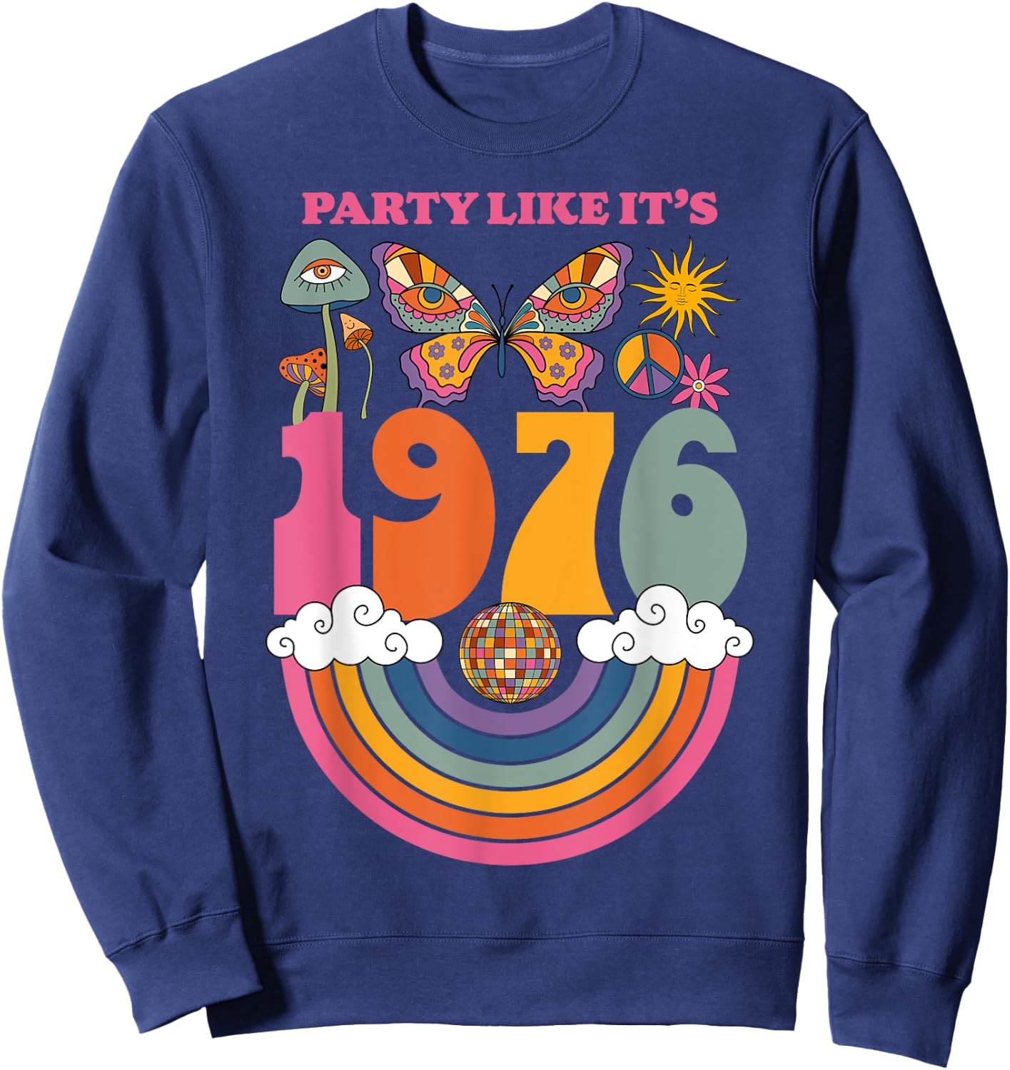 1976 Birthday Party Costume 70s Disco Outfits Men Sweatshirt - Sweatshirt | Navy