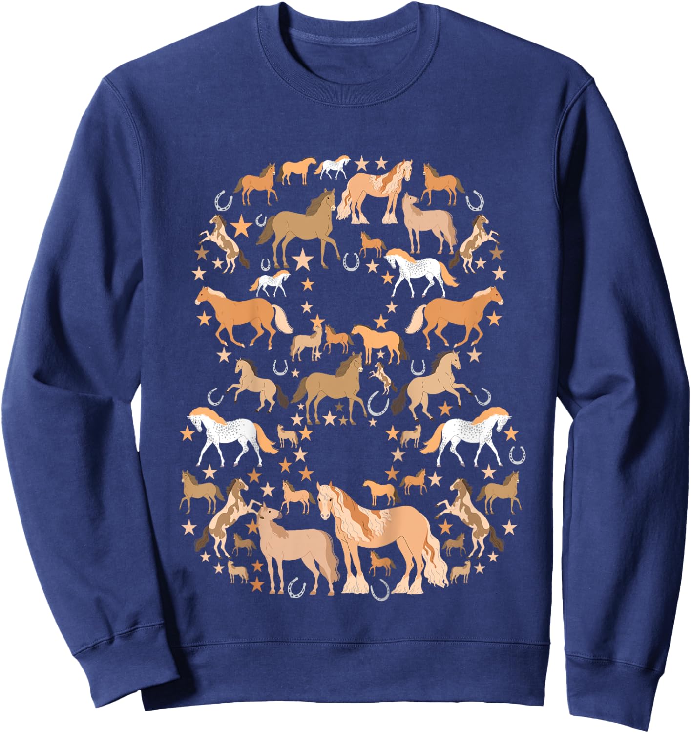 Little Girls 8 Years Old 8th Birthday Horse Graphic Cute Sweatshirt - Sweatshirt | Navy