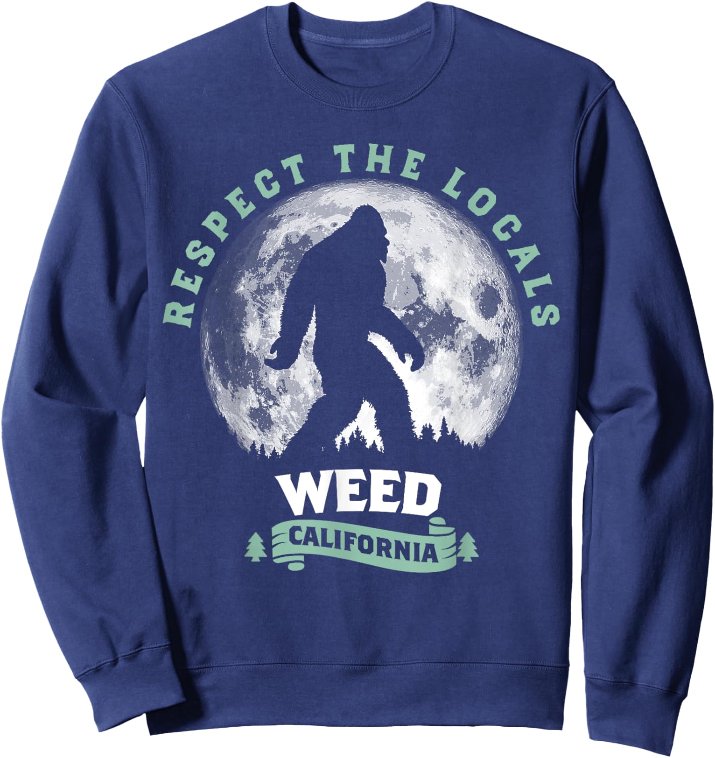 Weed California Bigfoot Night Walk Retro Sweatshirt - Sweatshirt | Navy