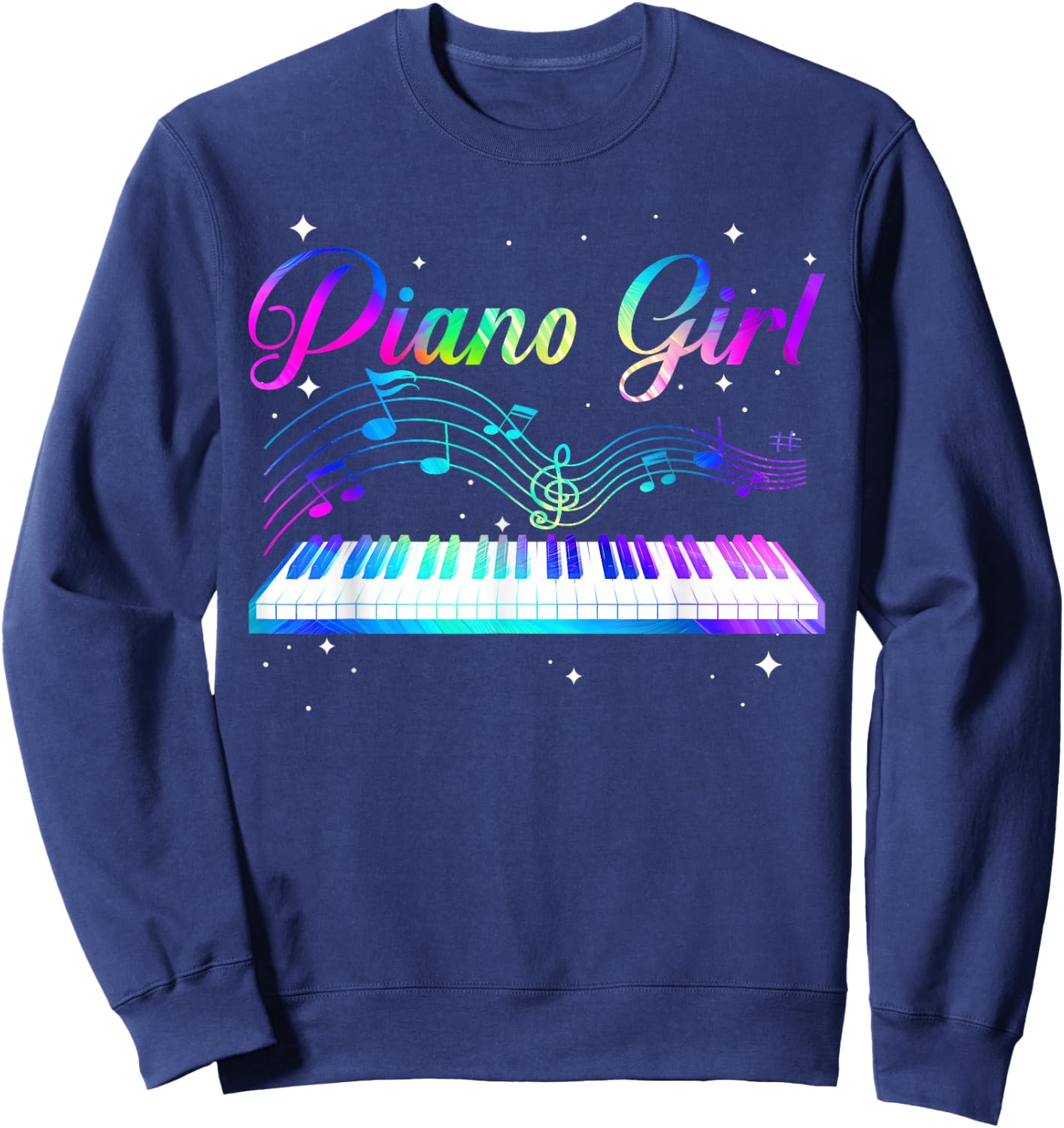 Funny Piano Art for Girls Women Musical Themed Piano Players Sweatshirt - Sweatshirt | Navy