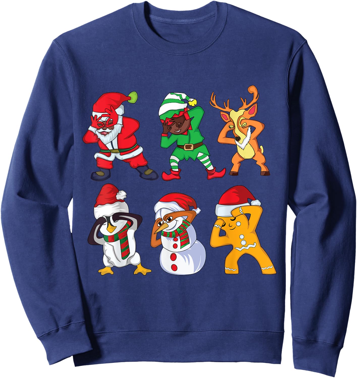 Christmas African American Santa and Friends Griddy Dance Sweatshirt - Sweatshirt | Navy