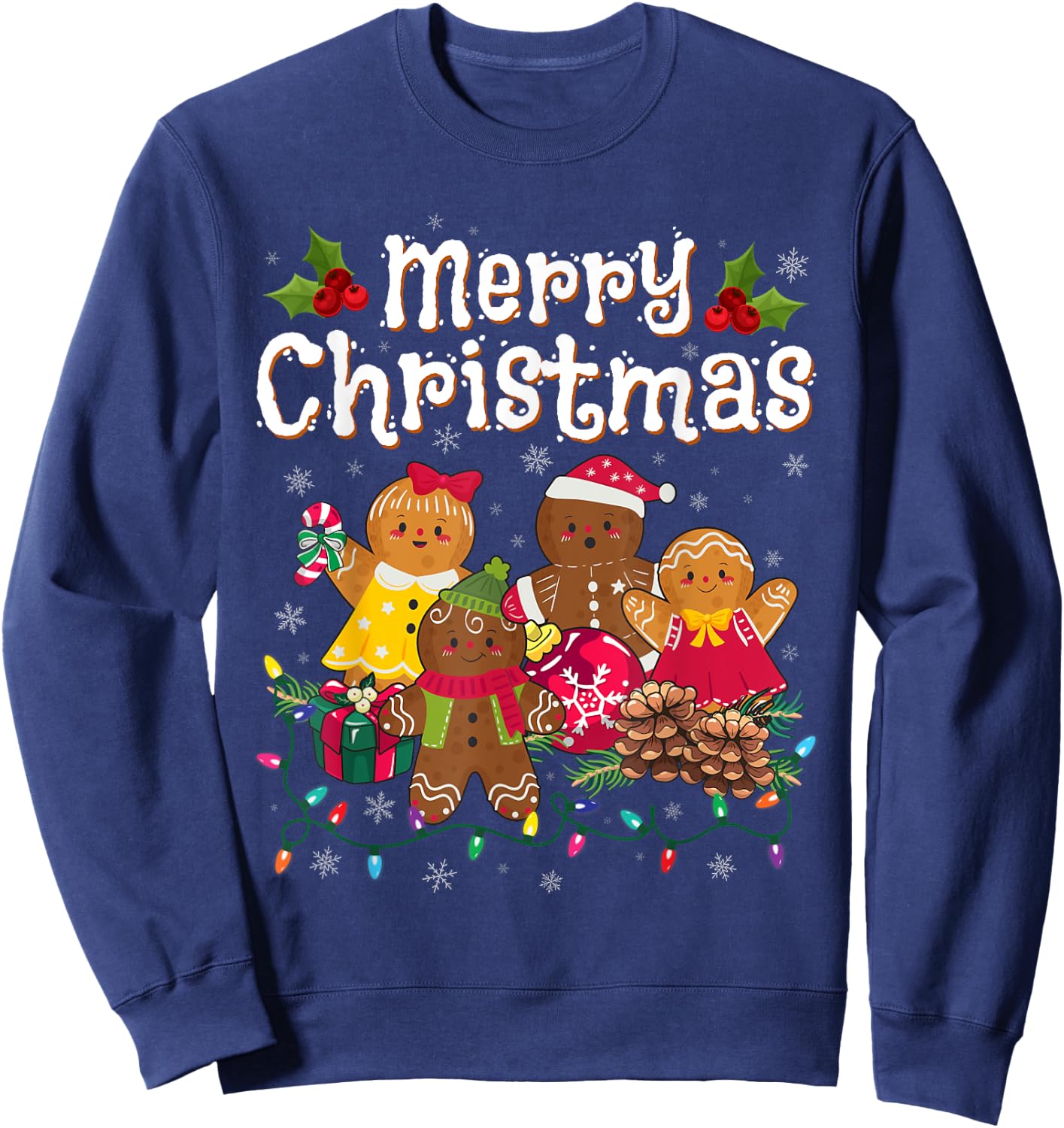 Merry Christmas Gingerbread Cookies Men Women Sweatshirt - Sweatshirt | Navy