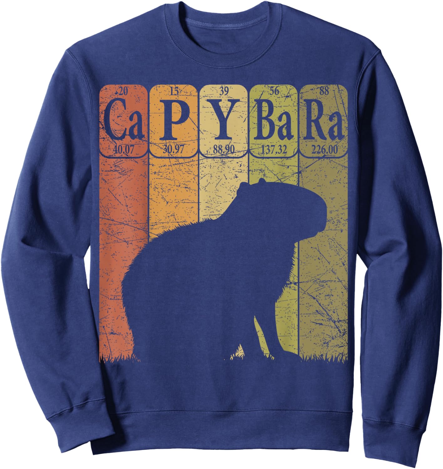 Capybara Periodic Table Elements Capybara Retro Rodent Sweatshirt - Sweatshirt | Navy