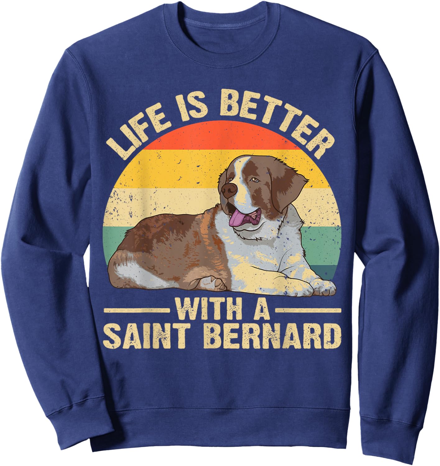 Cute Saint Bernard Design Women Saint Bernard Dog Sweatshirt - Sweatshirt | Navy