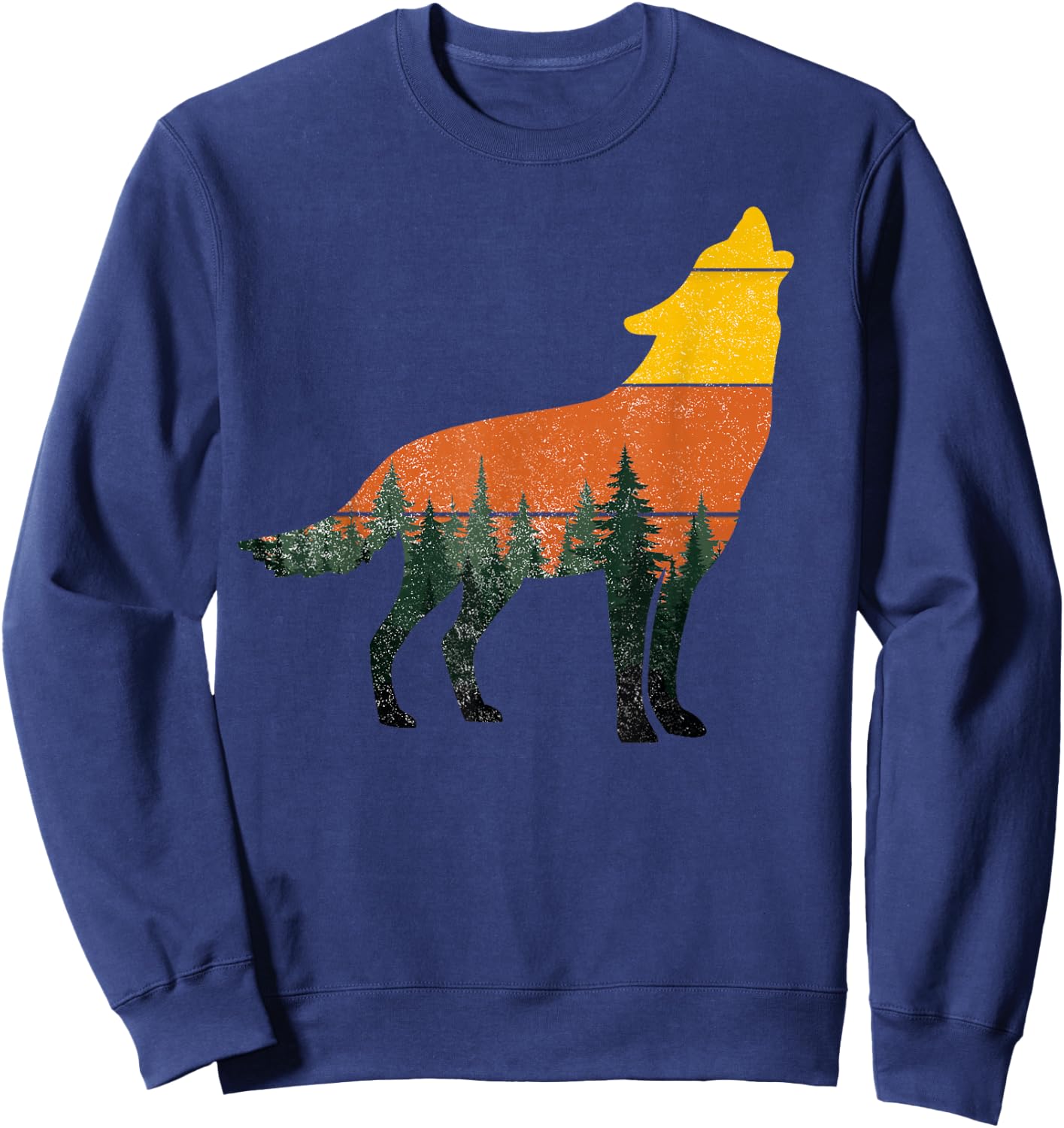 Wolf Outdoor Forest Nature Wildlife Animal Vintage Retro Sweatshirt - Sweatshirt | Navy