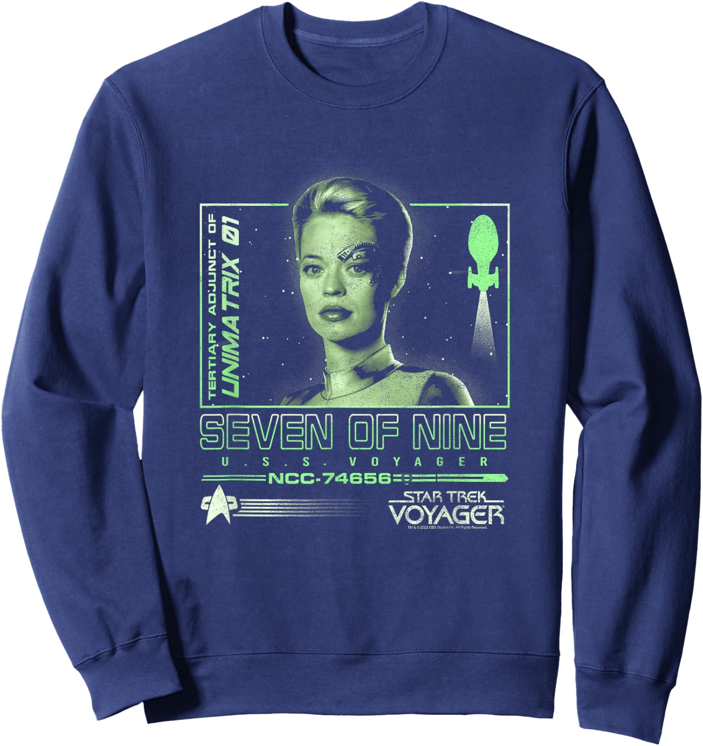 Star Trek: Voyager Seven of Nine Neon Starfleet Portrait Sweatshirt - Sweatshirt | Navy