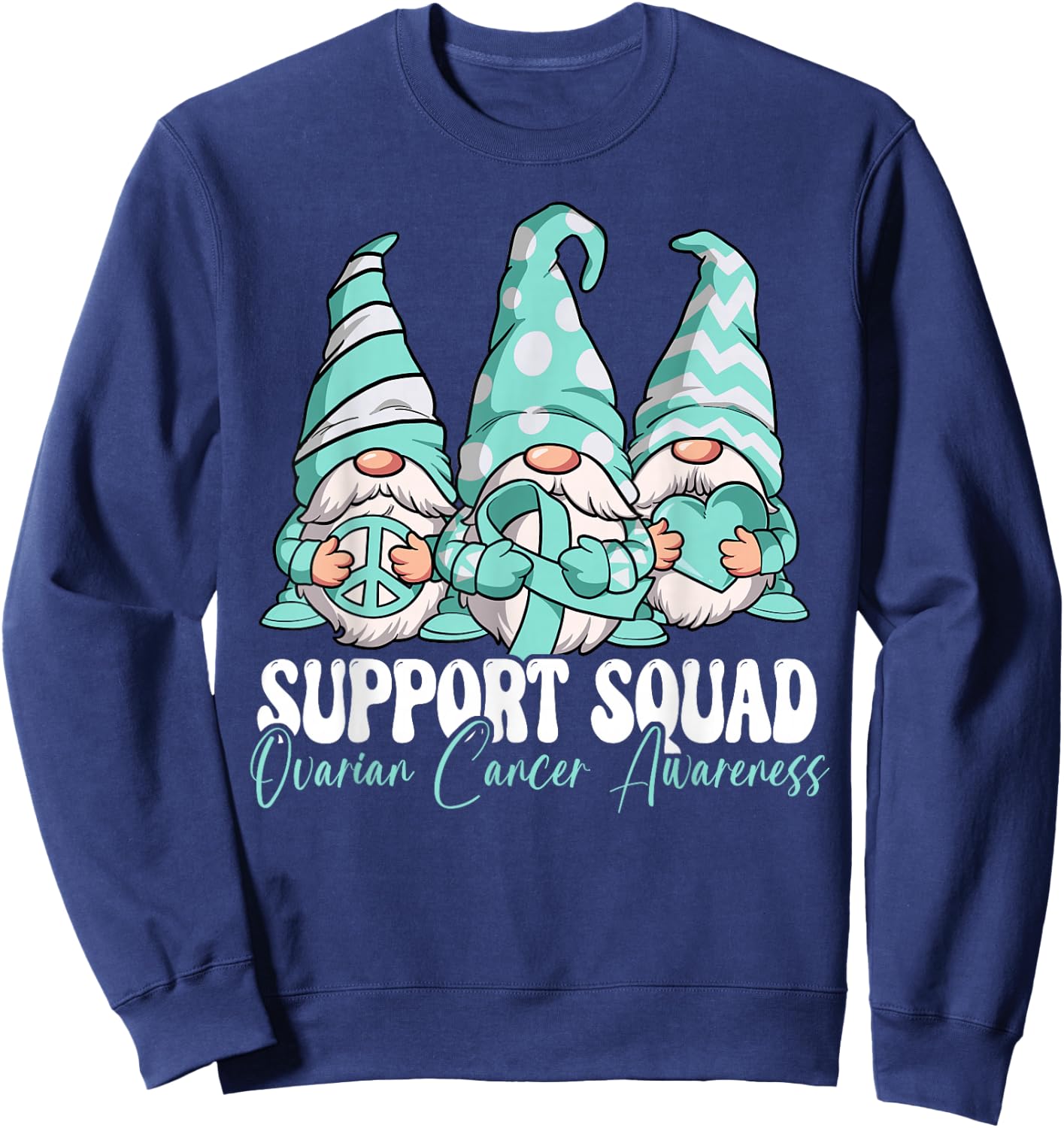 Support Squad Ovarian Cancer Awareness Month Sweatshirt - Sweatshirt | Navy