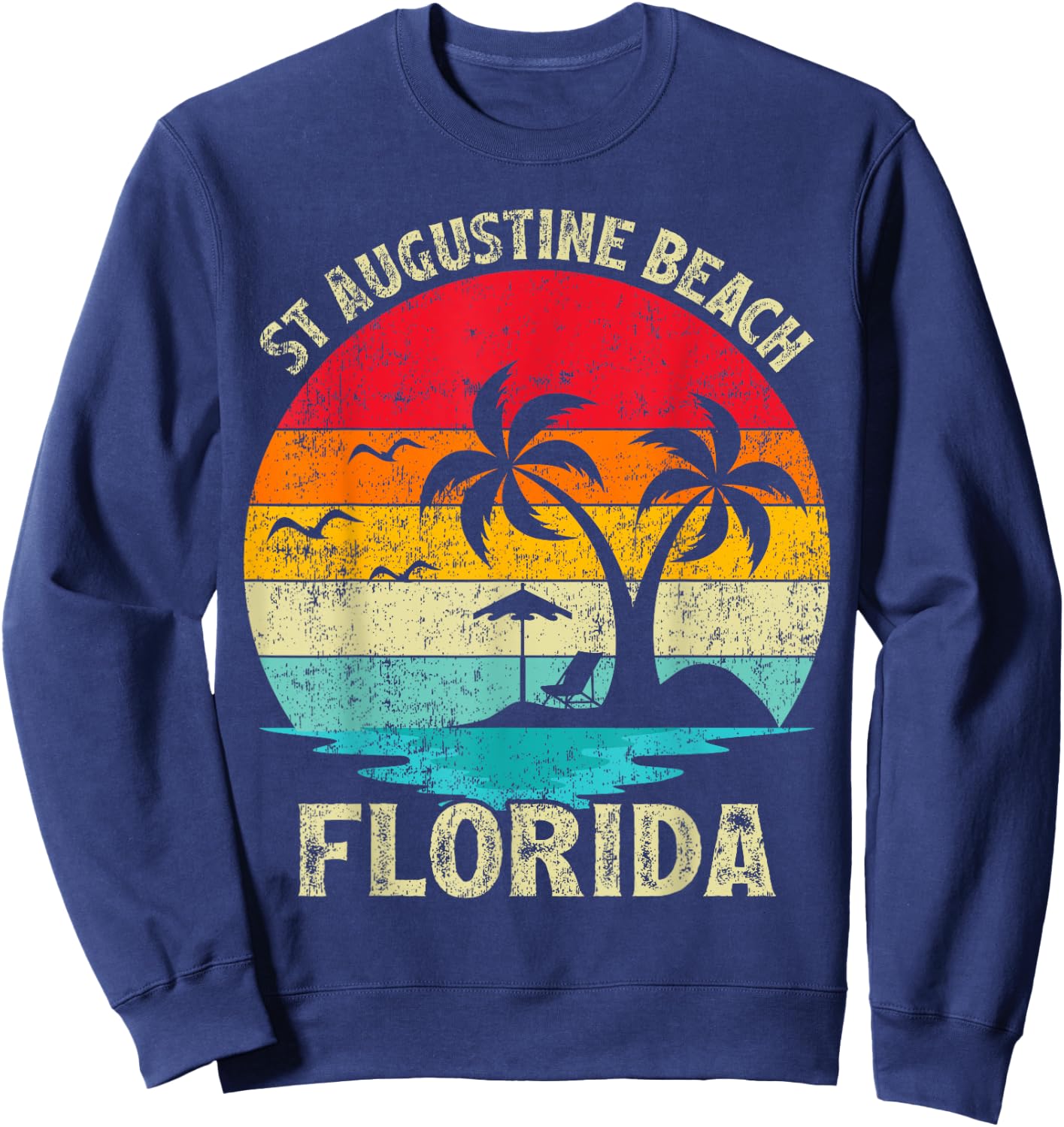 Family Vacation Vintage Retro Florida St Augustine Beach Sweatshirt - Sweatshirt | Navy