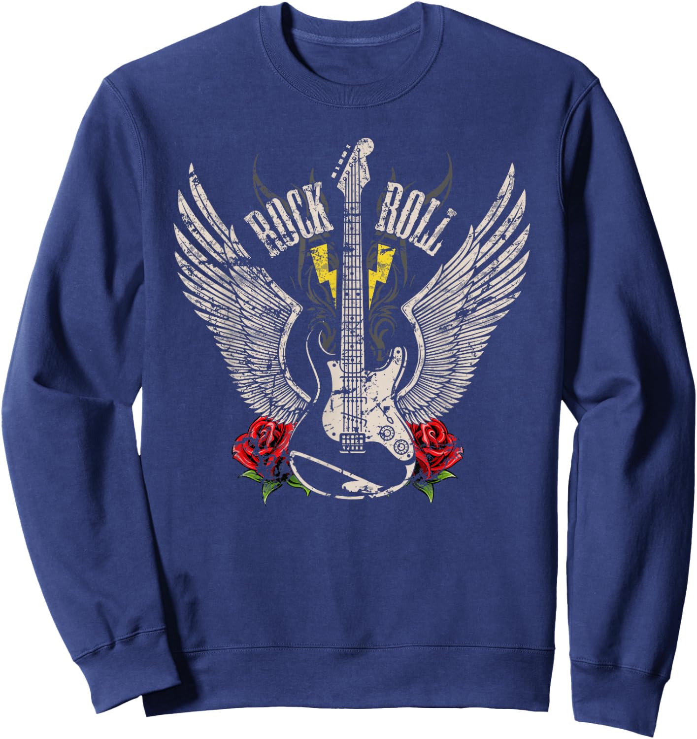 Rock and Roll Guitar Vintage Rock Music Sweatshirt - Sweatshirt | Navy