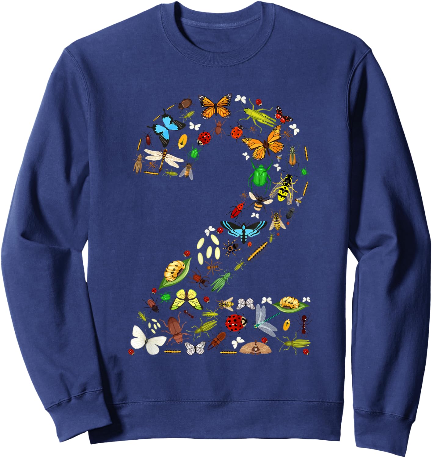 2 Years Old Two Bug 2nd Birthday Bugs Insects Boy Girl Sweatshirt - Sweatshirt | Navy