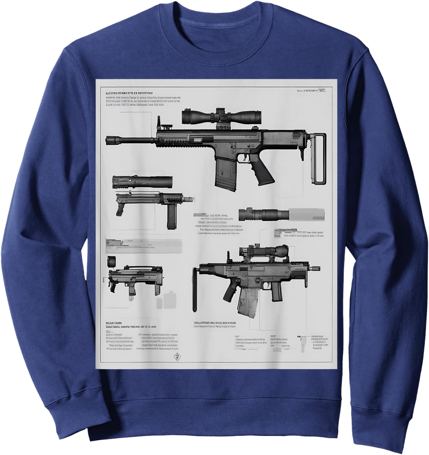 Fn Scar-h Battle Rifle Schematic Sweatshirt - Sweatshirt | Navy