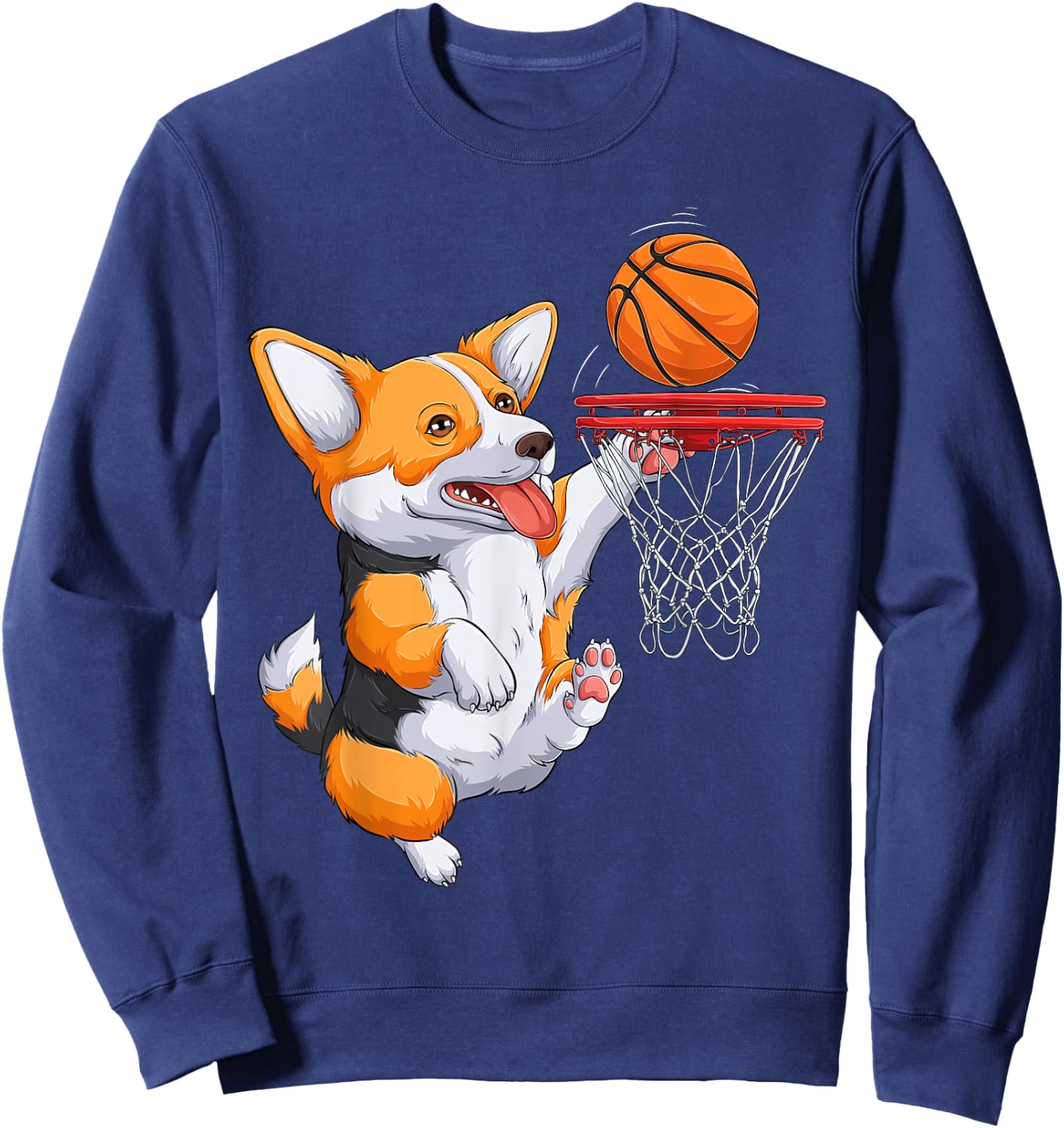 Corgi puppy Corgi Basketball for Pet Lovers Women men Kids Sweatshirt - Sweatshirt | Navy
