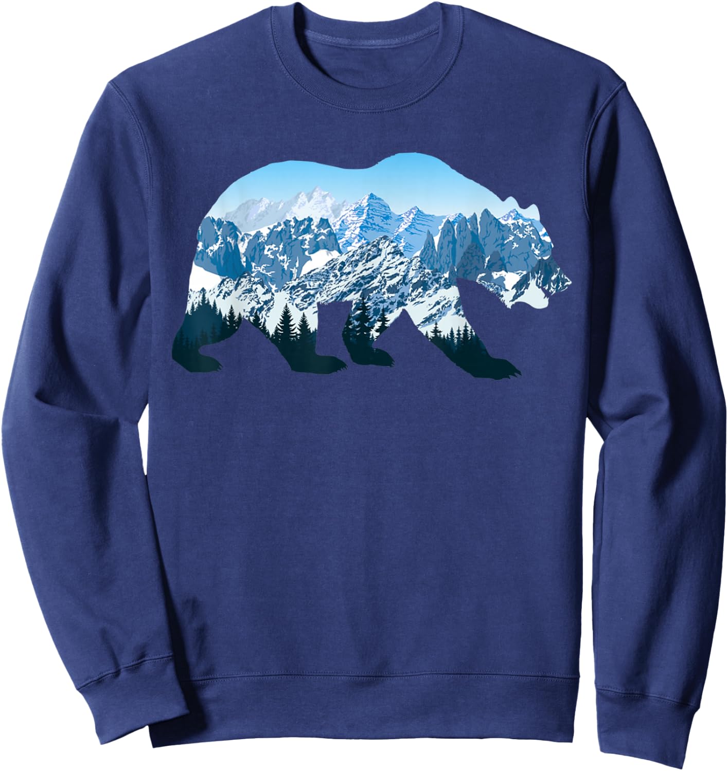 Landscape Mountain Bear Nature Wildlife Outdoor Animal Sweatshirt - Sweatshirt | Navy