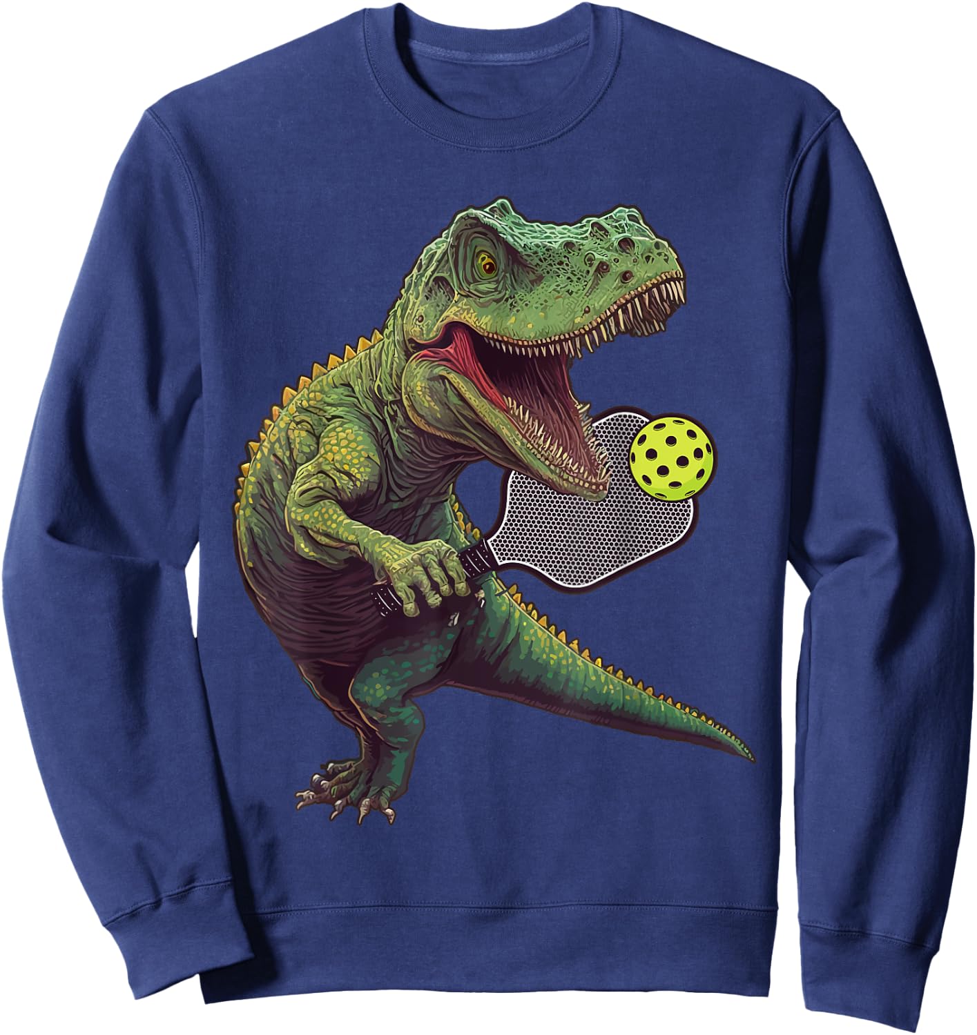 Funny Dinosaur Play Pickleball DM Green Classic Fit Short Sleeve Sweatshirt - Sweatshirt | Navy
