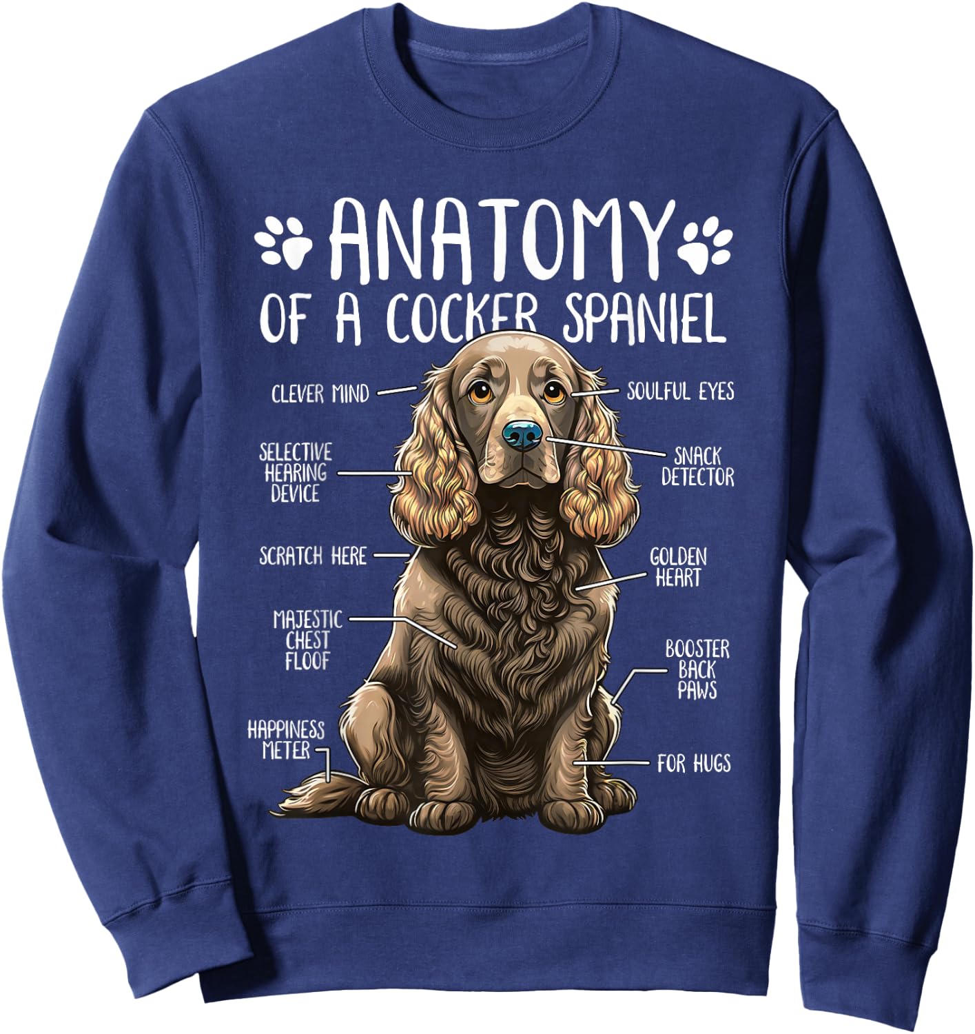 Funny Anatomy Cocker Spaniel Dog Cocker Spaniel Lover Sweatshirt - Sweatshirt | Navy