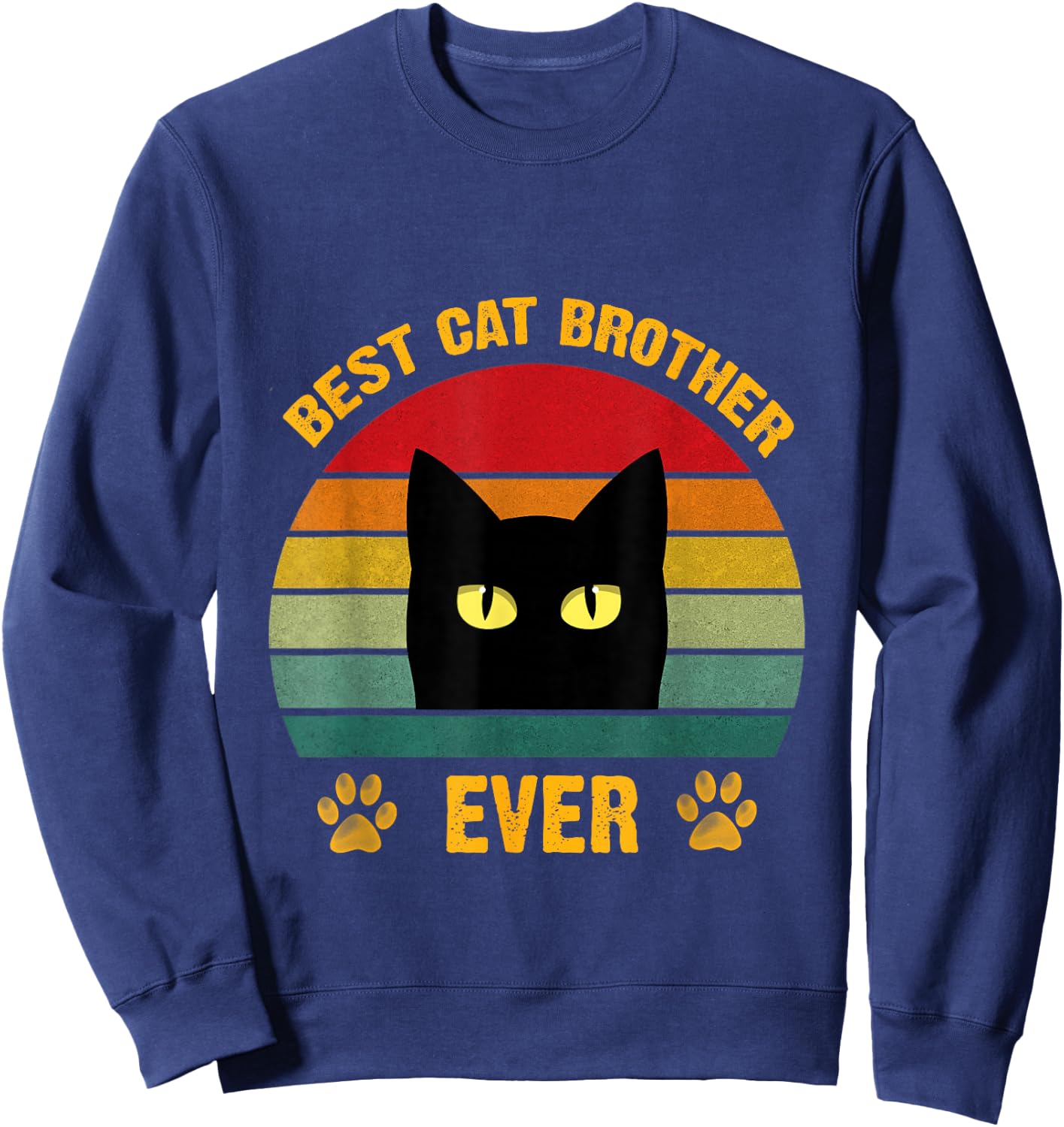 Best cat Brother Ever Funny Brother Cat Lovers Style Retro Sweatshirt - Sweatshirt | Navy