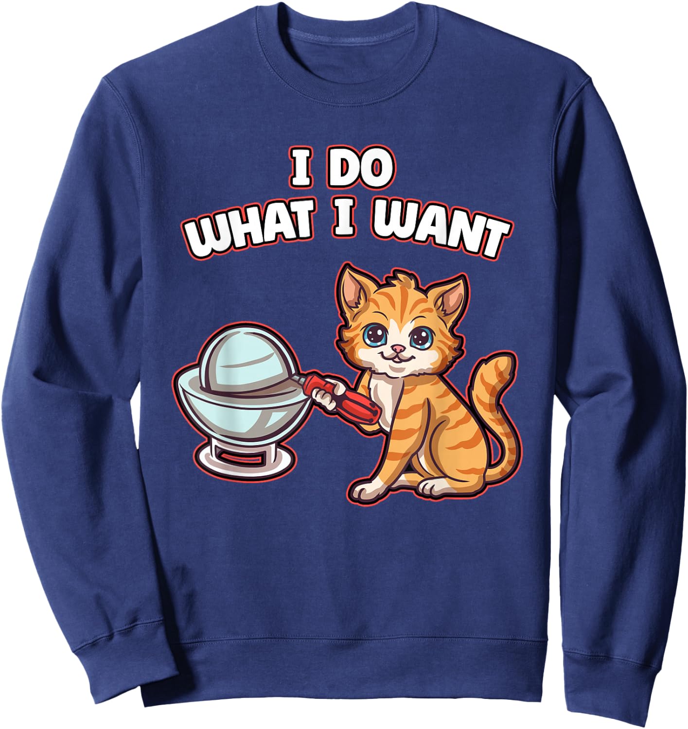 Nerrrdy Cat Demon Core Nuclear Men Women Kids Funny Science Sweatshirt - Sweatshirt | Navy