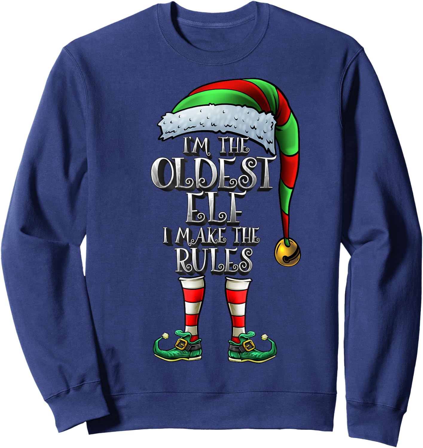 The Oldest Elf Shirt Matching Family Oldest Christmas Elf Sweatshirt - Sweatshirt | Navy