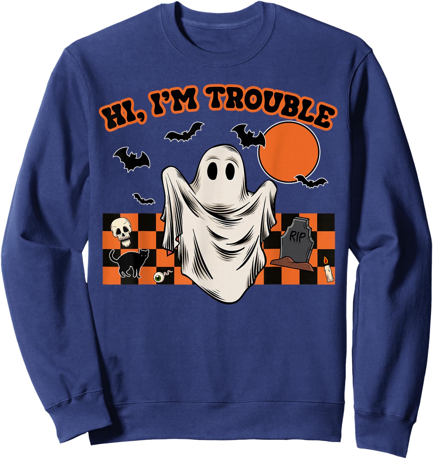 Hi, I'm Trouble Funny Couples Halloween Costume Him Her Sweatshirt - Sweatshirt | Navy