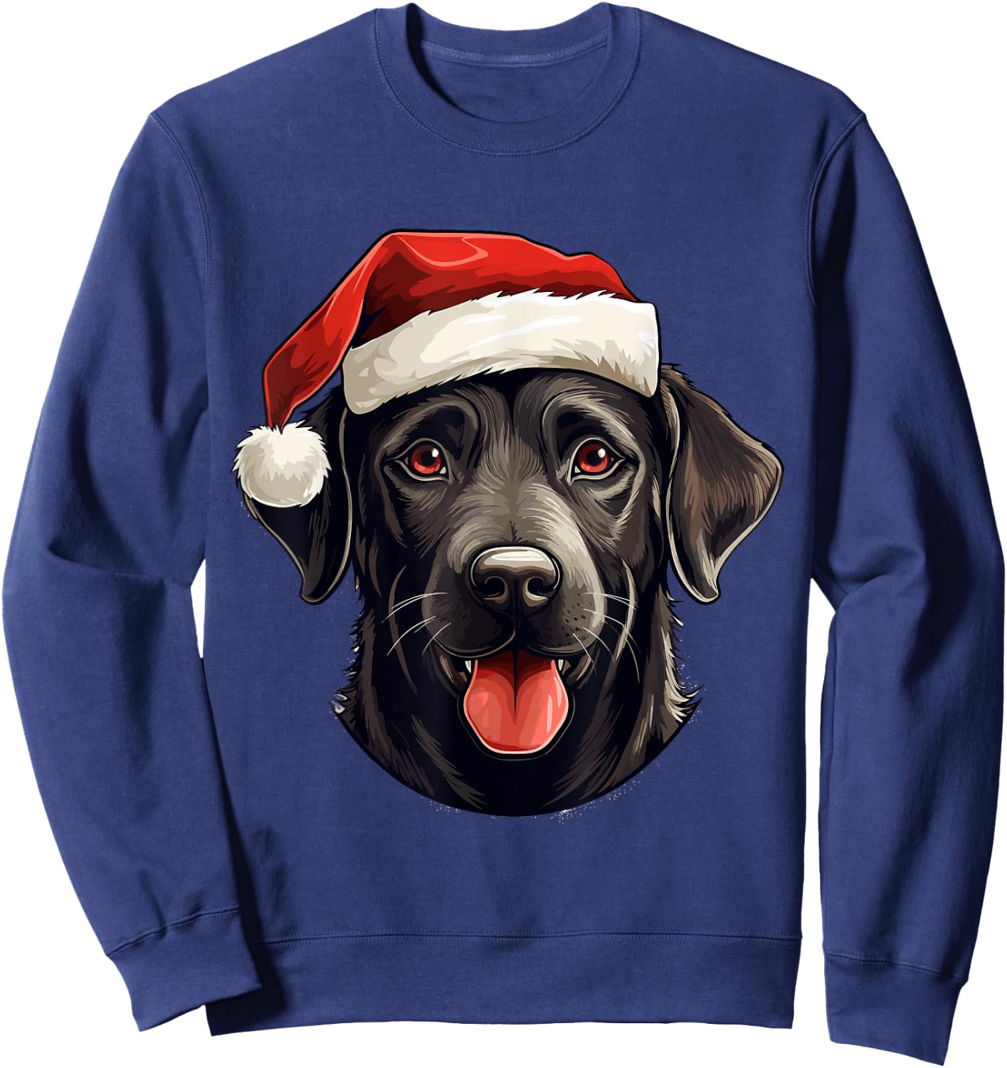 Labrador Retriever Dog Designs -Adults Small Black Cartoon Christmas Sweatshirt - Sweatshirt | Navy
