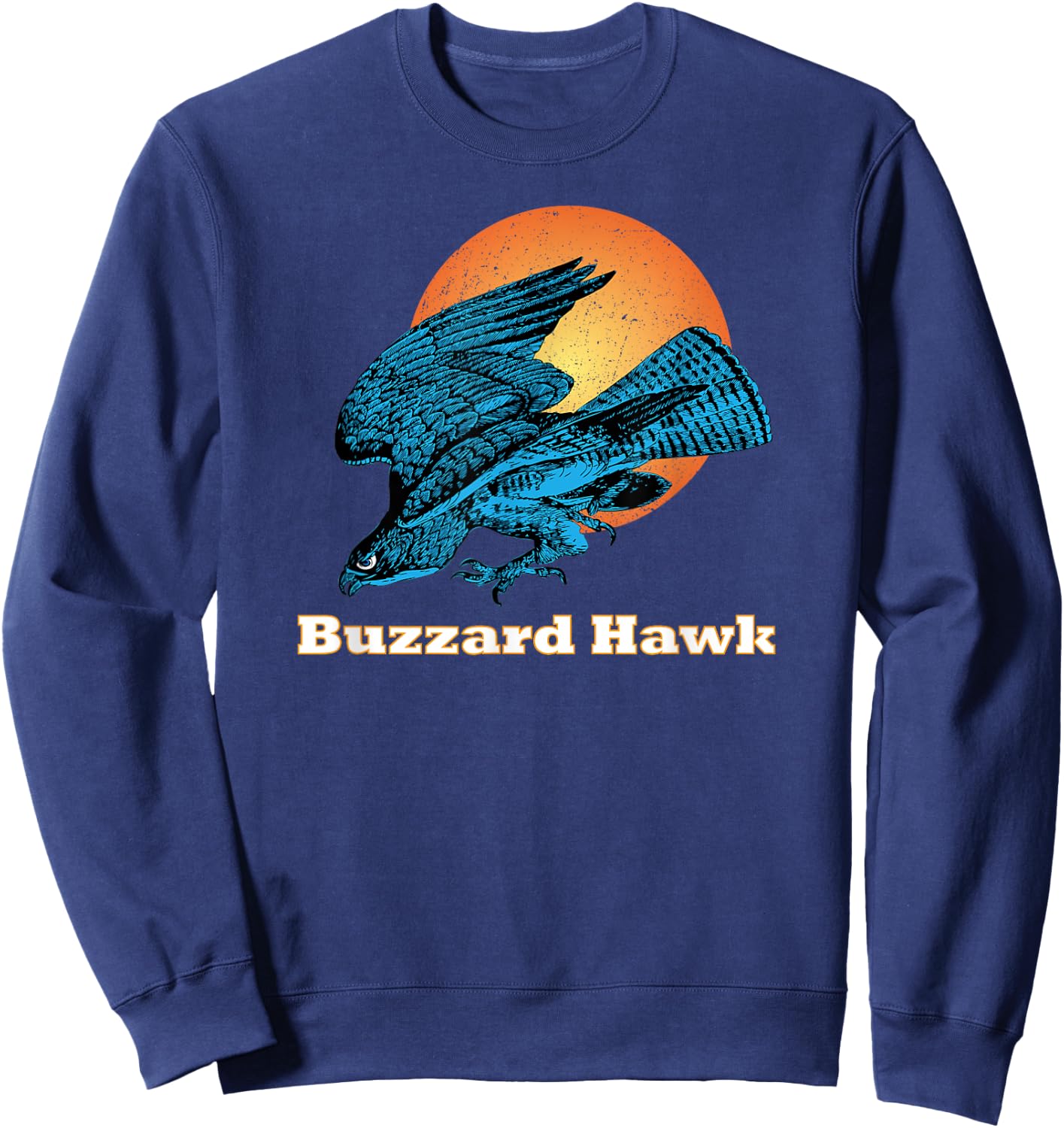 Happy Happy Halloween Blue Buzzard Hawk Orange Moon Light Sweatshirt - Sweatshirt | Navy