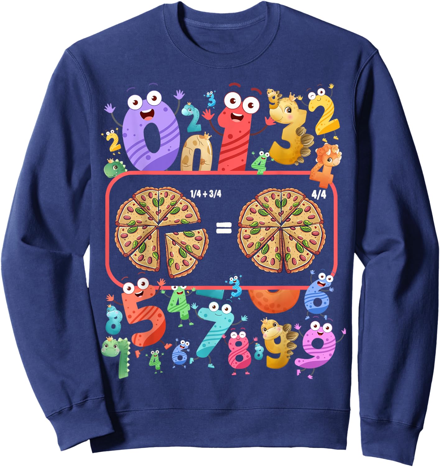 Maths Day Costume Idea For Kids & Pizza Numbers Fraction Sweatshirt - Sweatshirt | Navy