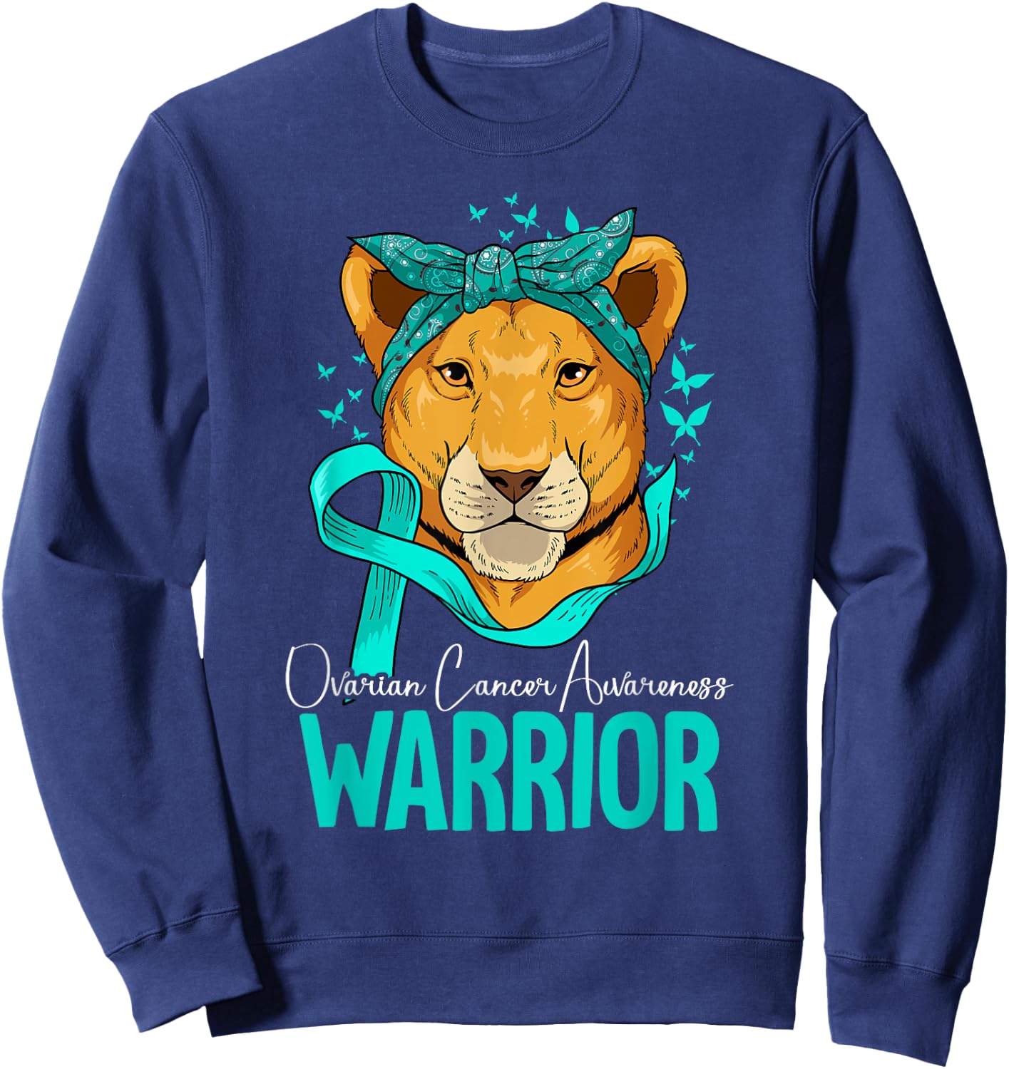 Ovarian Cancer Awareness by Ovarian Cancer Awareness Gift - -Adults, Black, Small, Short Sleeve, Classic Fit Sweatshirt - Sweatshirt | Navy