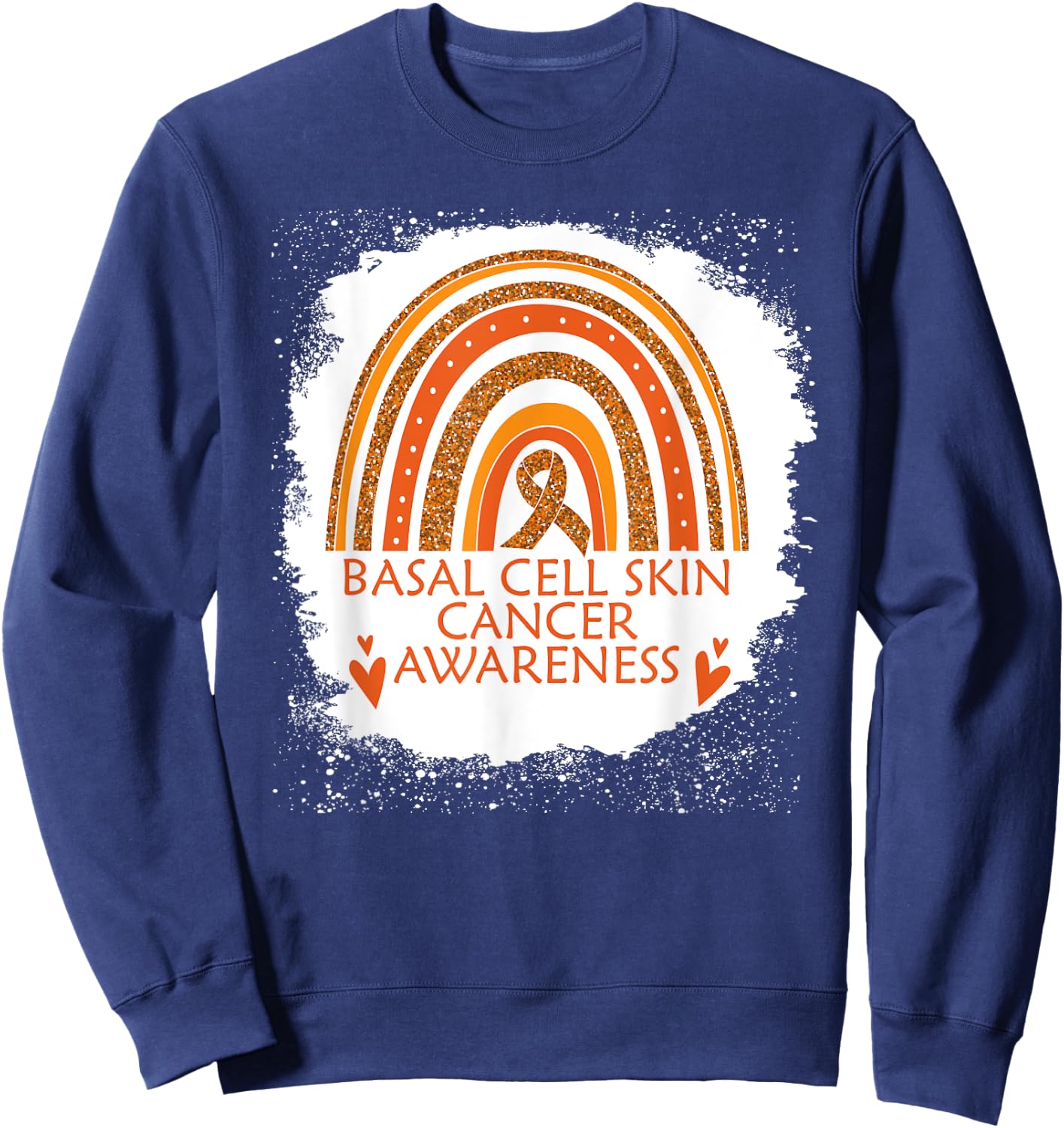 Basal Cell Skin Cancer Awareness Bleached Rainbow Men Women Sweatshirt - Sweatshirt | Navy