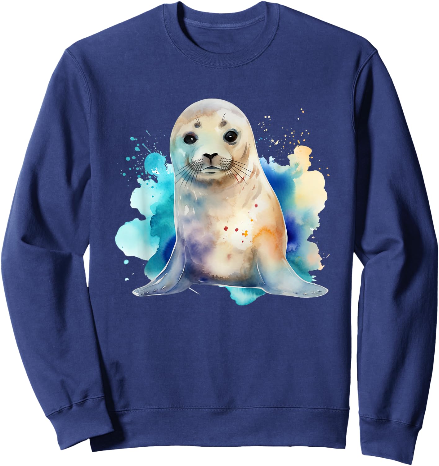 Seal Watercolor Sea Lion Sweatshirt - Sweatshirt | Navy