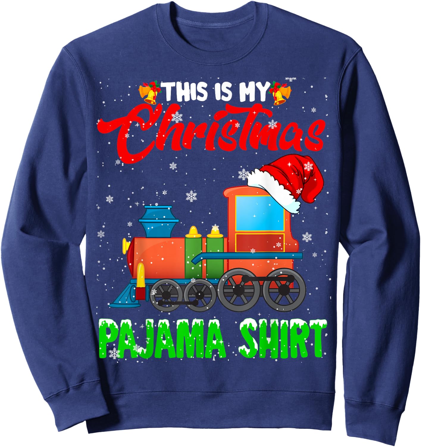 Christmas Pajama Funny Santa Train Farmer Kids Christmas Sweatshirt - Sweatshirt | Navy