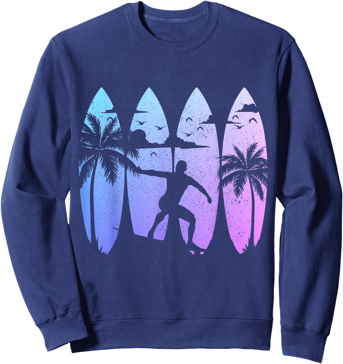 Surfer Surfboard Vintage Surfing Beach Summer Surf Sweatshirt - Sweatshirt | Navy