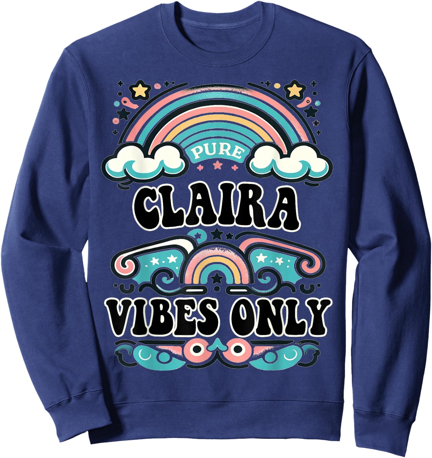 CLAIRA Vibes Only Cute Retro Girls CLAIRA Name Sweatshirt - Sweatshirt | Navy