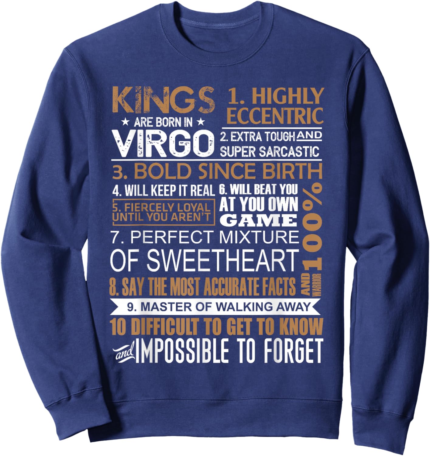 Kings Are Born In Virgo Birthday August September Gift Men Sweatshirt - Sweatshirt | Navy