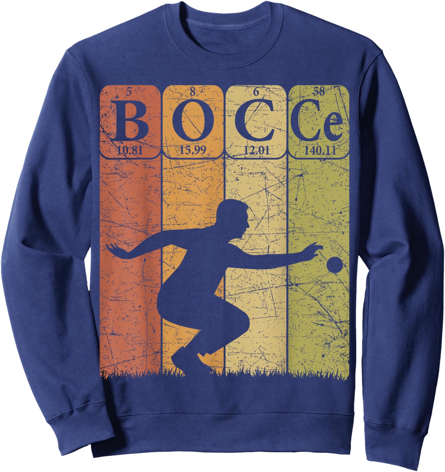 Bocce Periodic Table Elements Bocce Player Petanque Vintage Sweatshirt - Sweatshirt | Navy