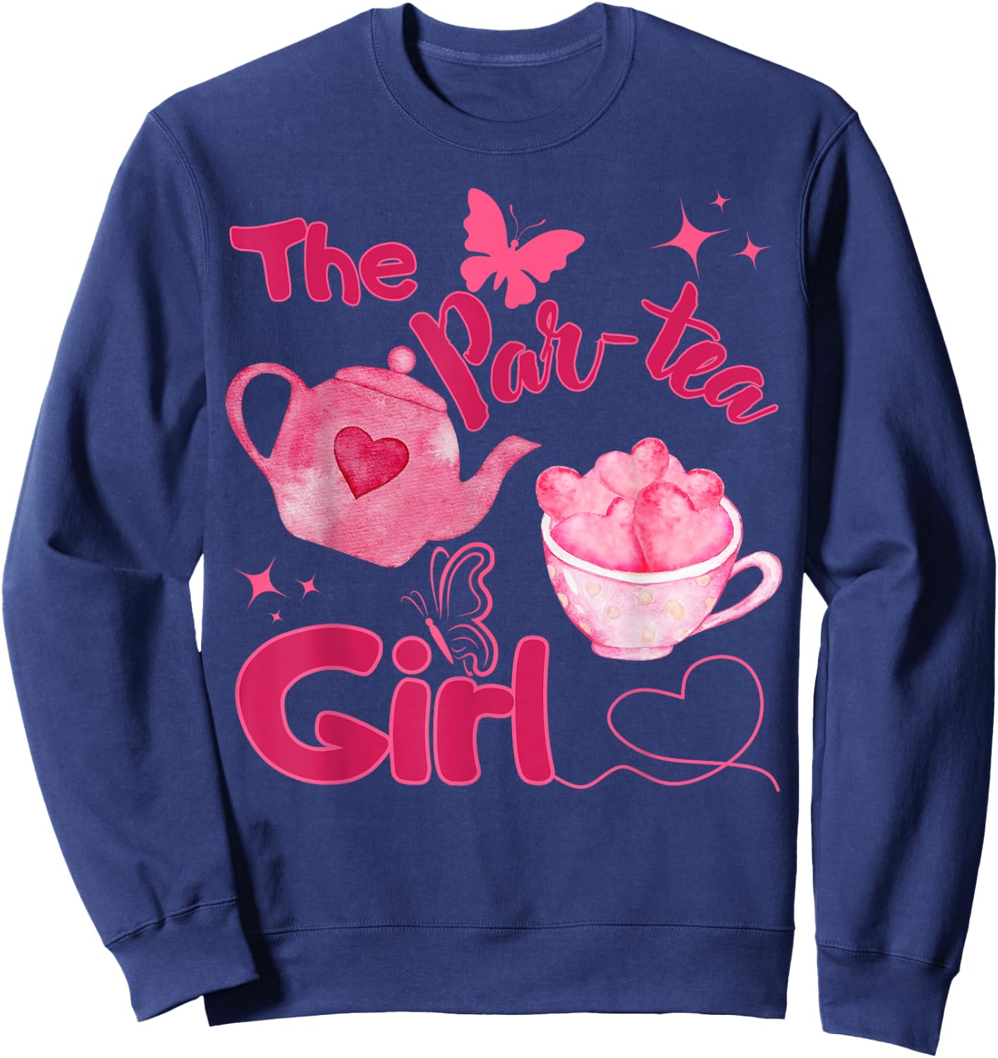 Par-tea Girl 2nd Birthday Teapot Tea for Two Bday Party Sweatshirt - Sweatshirt | Navy